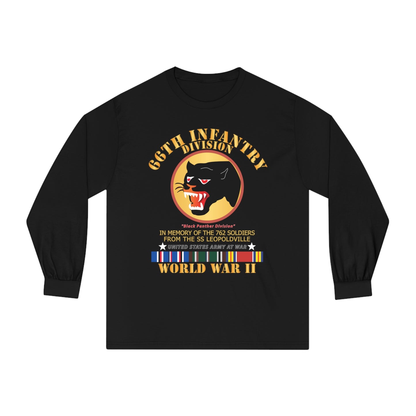 Unisex Classic Long Sleeve T-Shirt - Army - 66th Infantry Div - Black Panther Div - WWII w SS Leopoldville w eu svc v1