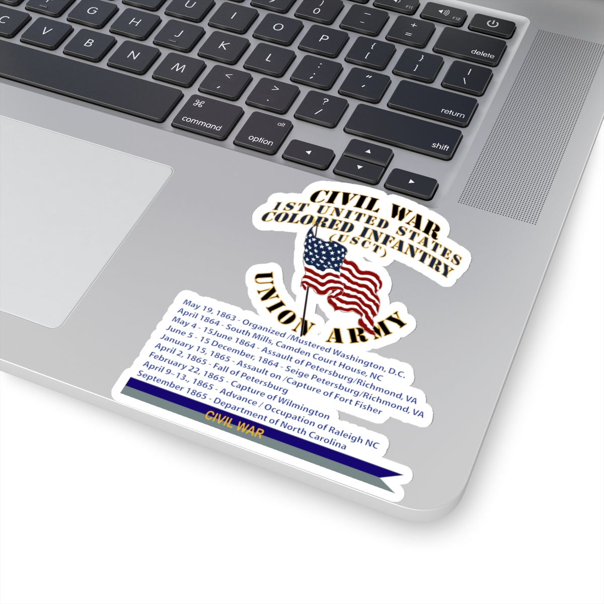 Kiss-Cut Stickers - Civil War - 1st United States Colored Infantry (USCT) - USA w Streamer Civil War X 300