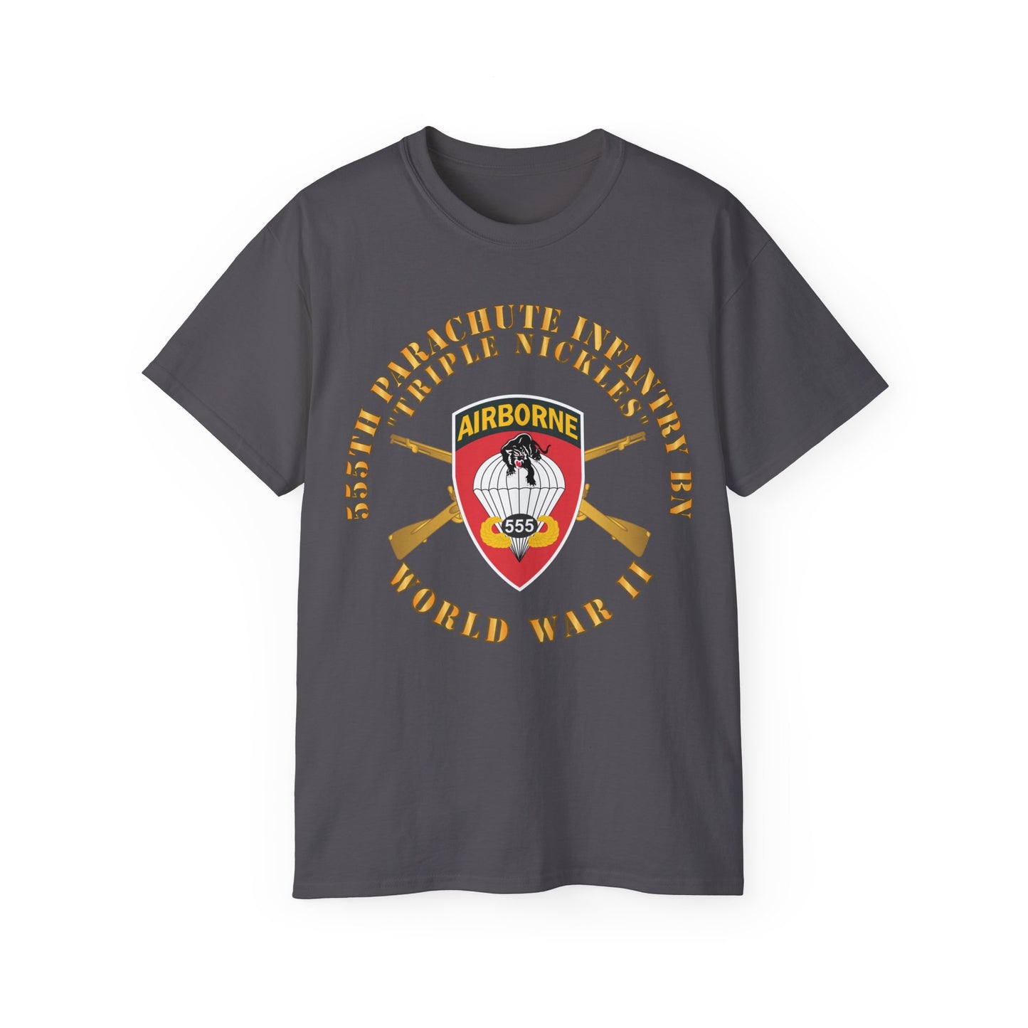 Unisex Ultra Cotton Tee - 555th Infantry Parachute Bn SSI - Triple Nickles - WWII w Infantry Branch