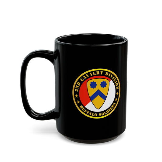 Black Mug 15oz - Army - 2nd Cavalry Division - Buffalo Soldiers