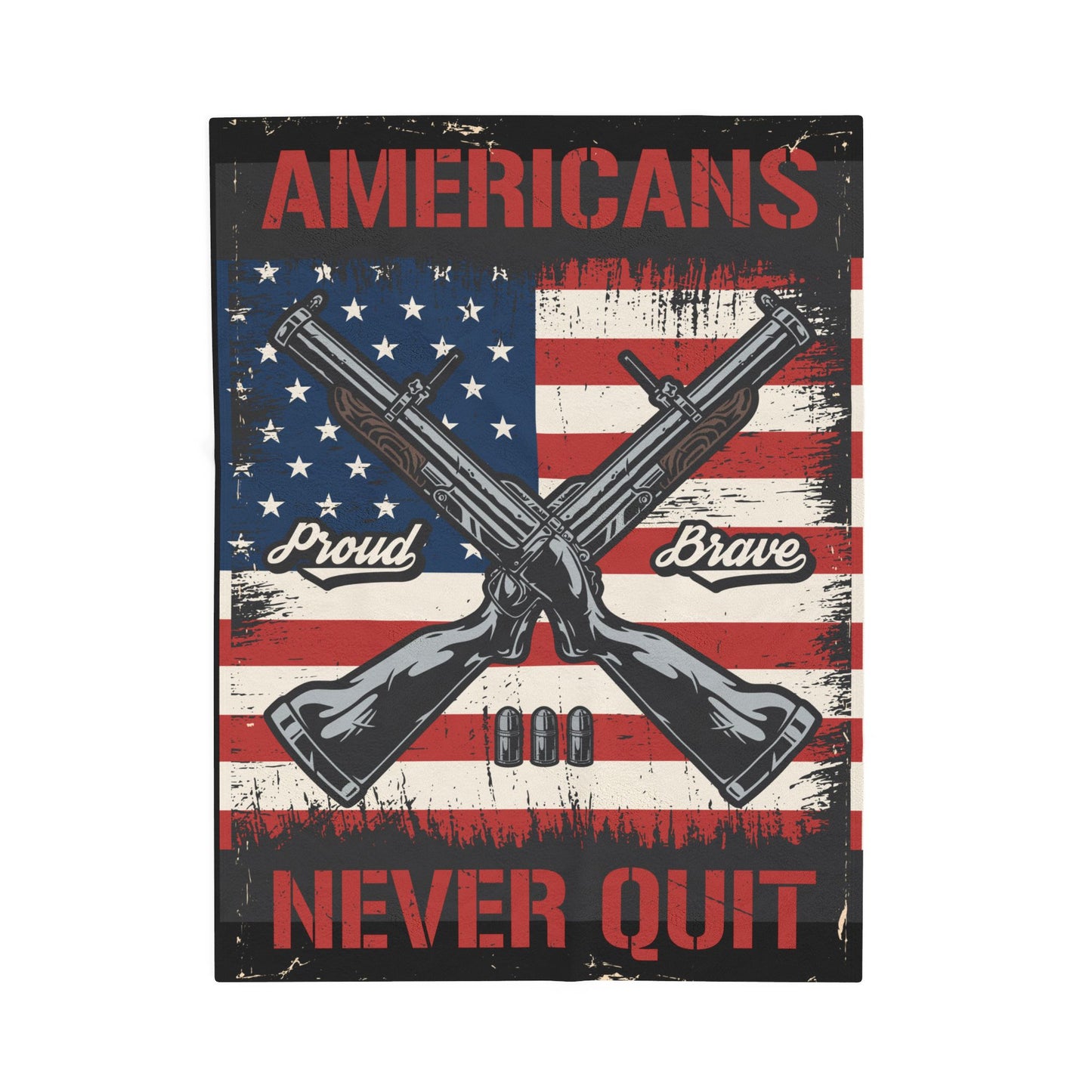 Velveteen Plush Blanket - Americans Never Quit