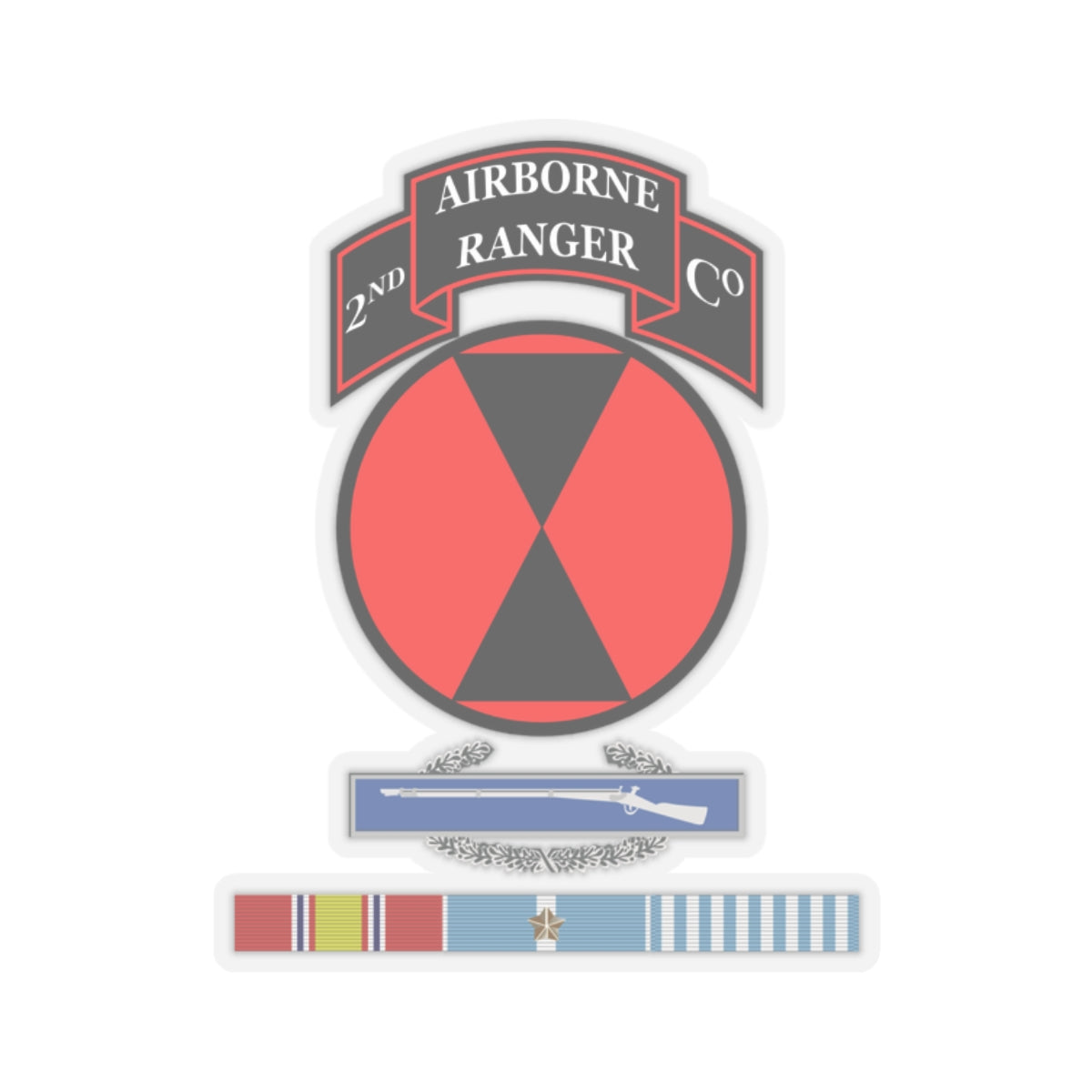Kiss-Cut Stickers - 2nd Ranger Infantry Co - 7th ID SSI w CIB Korea Svc X 300
