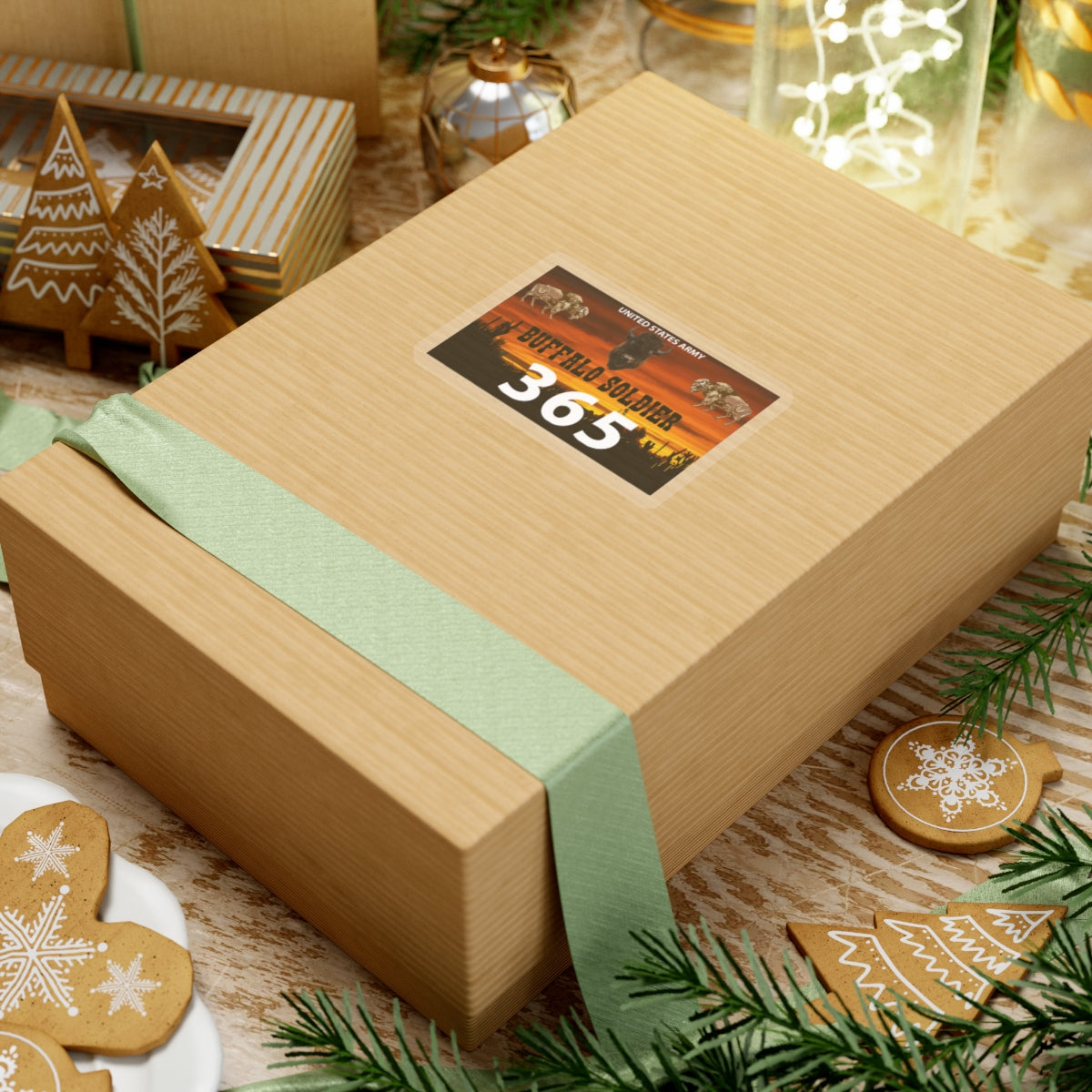 Kiss-Cut Stickers - US Army - Buffalo Soldier - 365 w Buffalo Head Center X 300