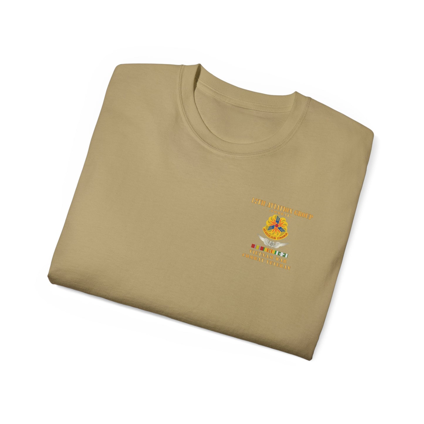Unisex Ultra Cotton Tee - Army - 12th  AVN Group, Combat -  DUI - Aircrew, Vietnam War - Veteran VN SVC X 300