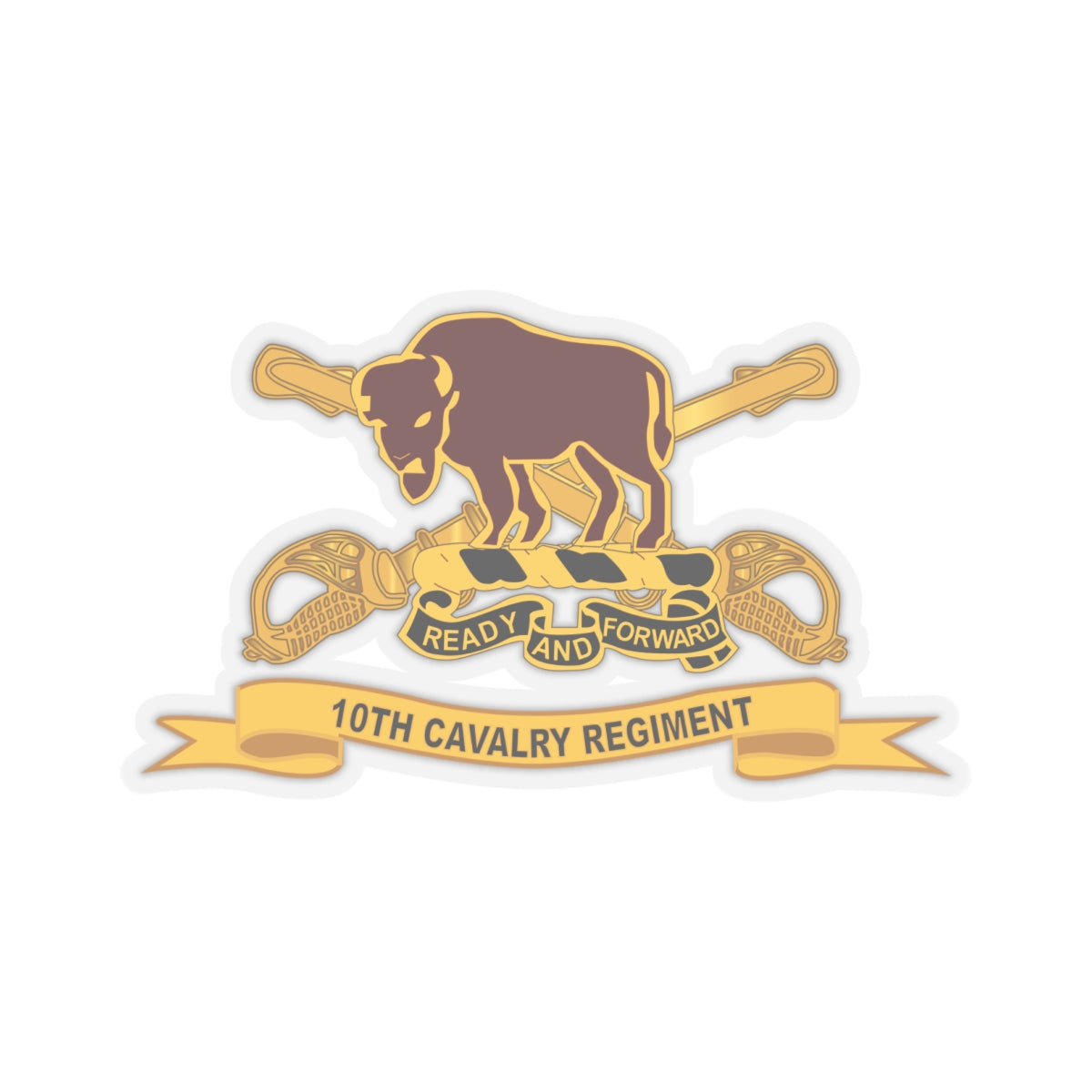 Kiss-Cut Stickers - 10th Cavalry Regiment w Br - Ribbon