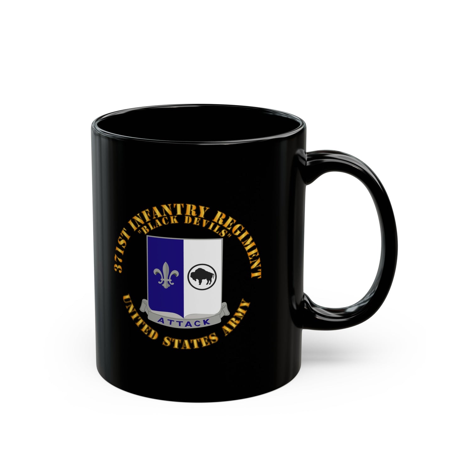 Black Mug 15oz - Army - 371st Infantry Regiment - DUI (V0) - Black Devils