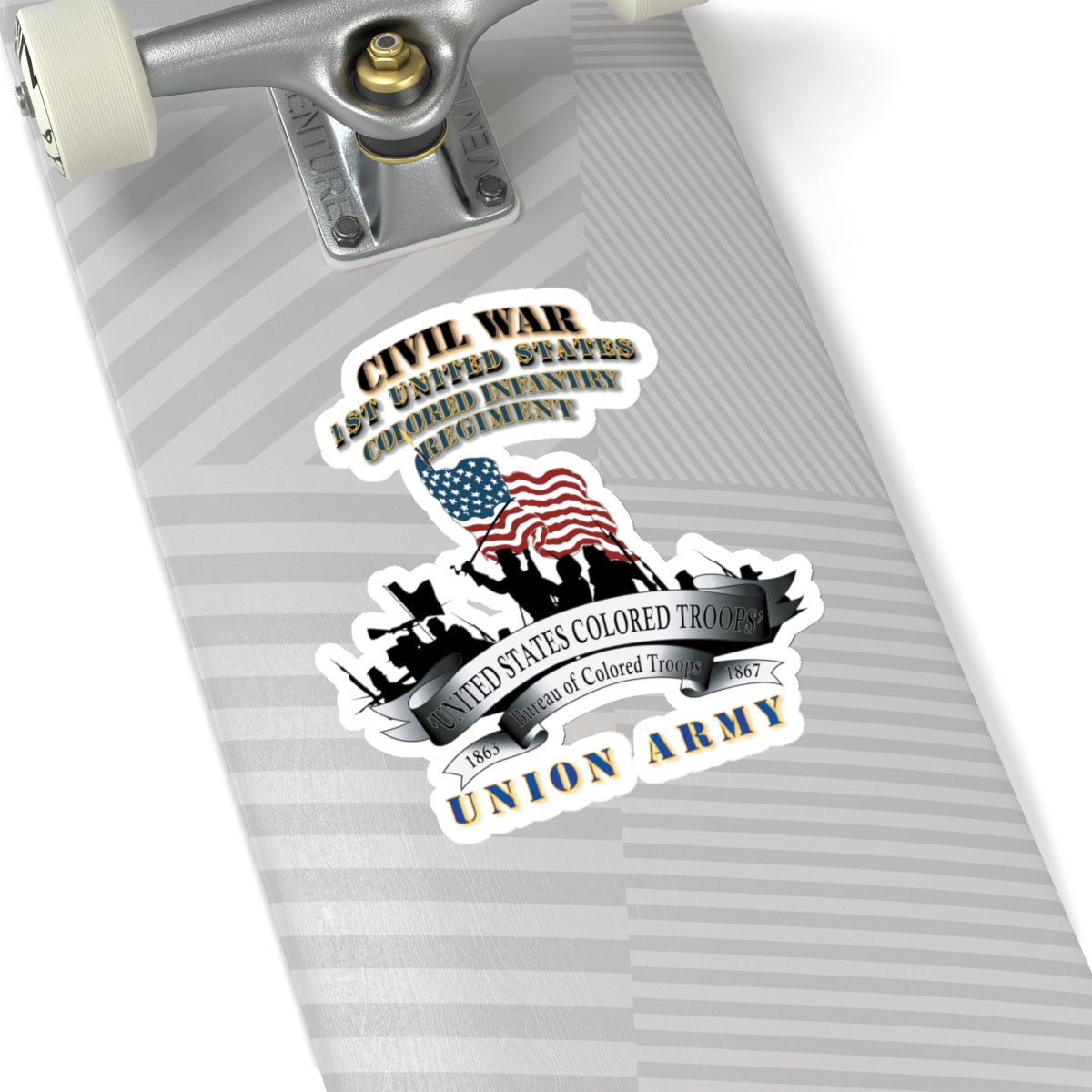 Kiss-Cut Stickers - Civil War - 1st United States Colored Infantry Regiment with USCT Bureau Banner - USA X 300