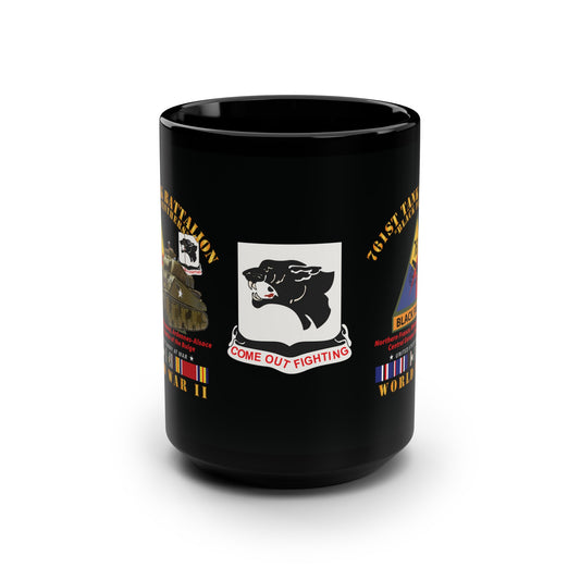 Black Mug 15oz - 761st Tank Battalion - WWII - Black Panthers
