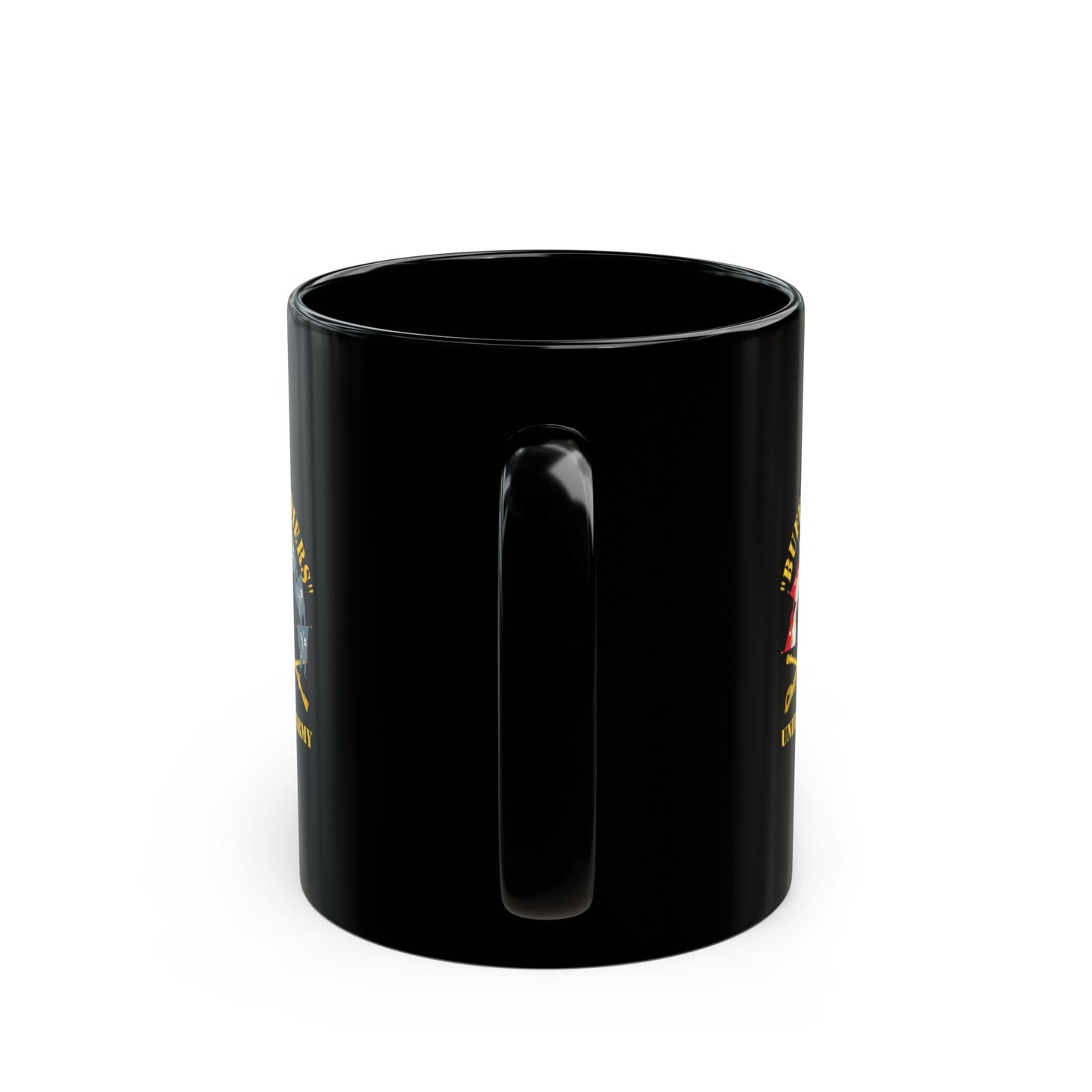 Black Mug 15oz - Army - Buffalo Soldiers - Infantry - Cavalry Guidons w Buffalo Head - US Army X 300