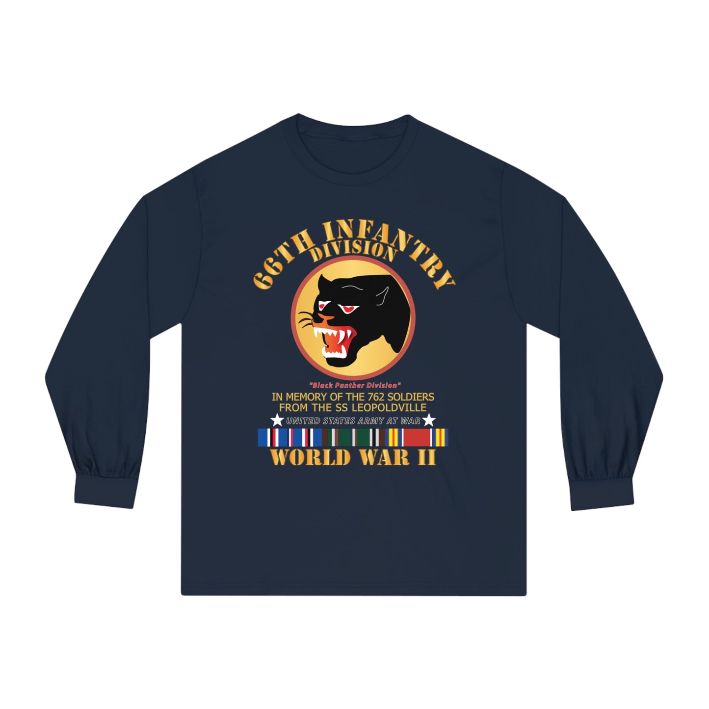 Unisex Classic Long Sleeve T-Shirt - Army - 66th Infantry Div - Black Panther Div - WWII w SS Leopoldville w eu svc v1