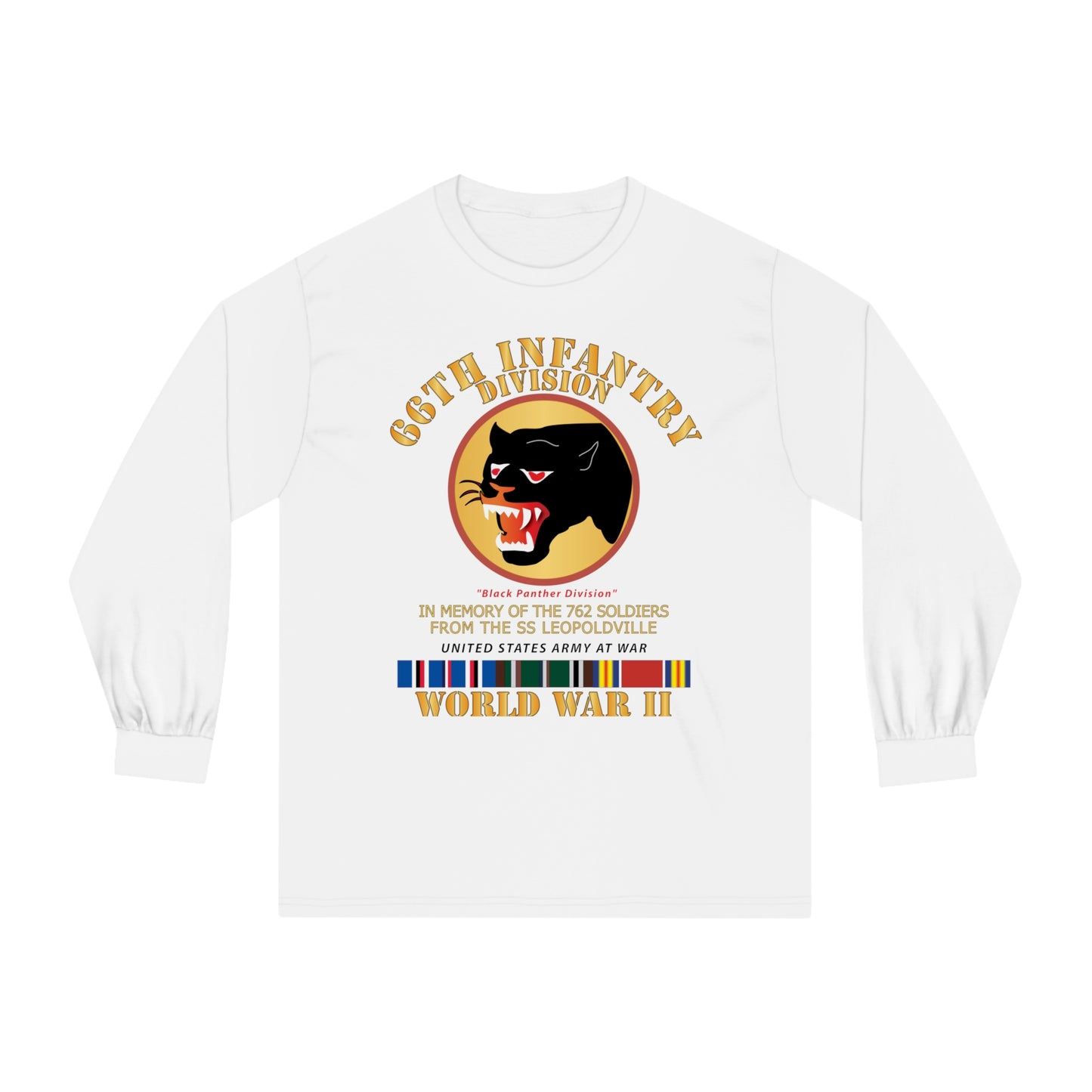 Unisex Classic Long Sleeve T-Shirt - Army - 66th Infantry Div - Black Panther Div - WWII w SS Leopoldville w eu svc v1