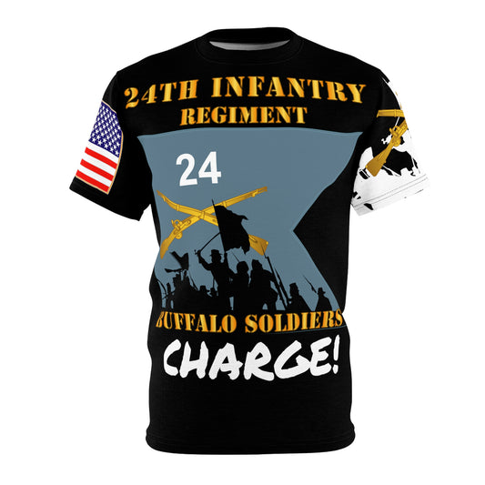 AOP - Army - 24th Infantry Regiment on Guidon with Bayonet Charge - "Buffalo Soldiers"