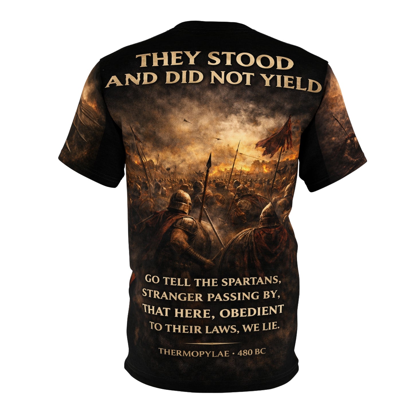 Go Tell the Spartans Tribute Tee — Thermopylae 480 BC
