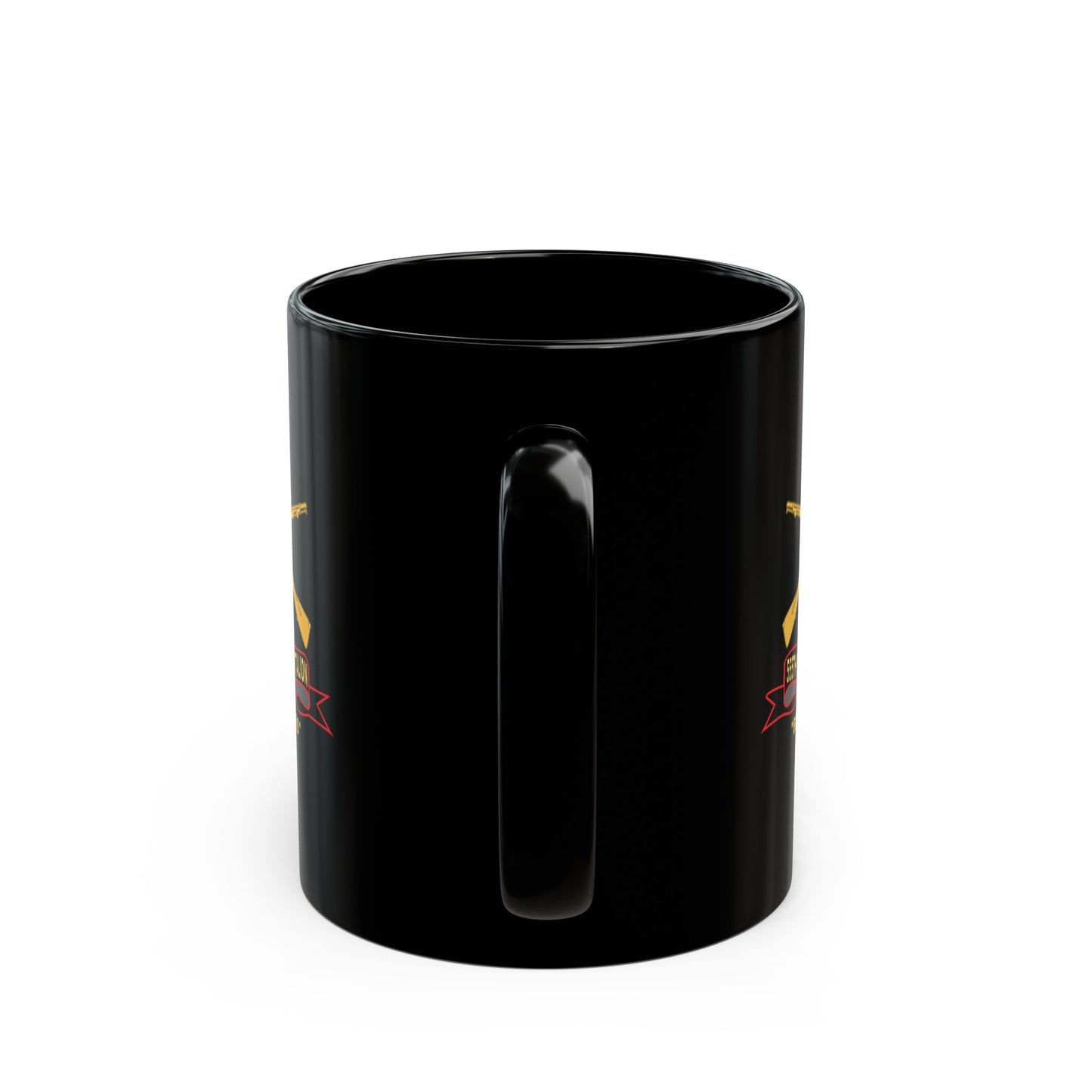 Black Mug 15oz - Army - 555th Parachute Infantry Battalion - SSI - Black - Red Buffalo Soldiers w Br - Ribbon X 300