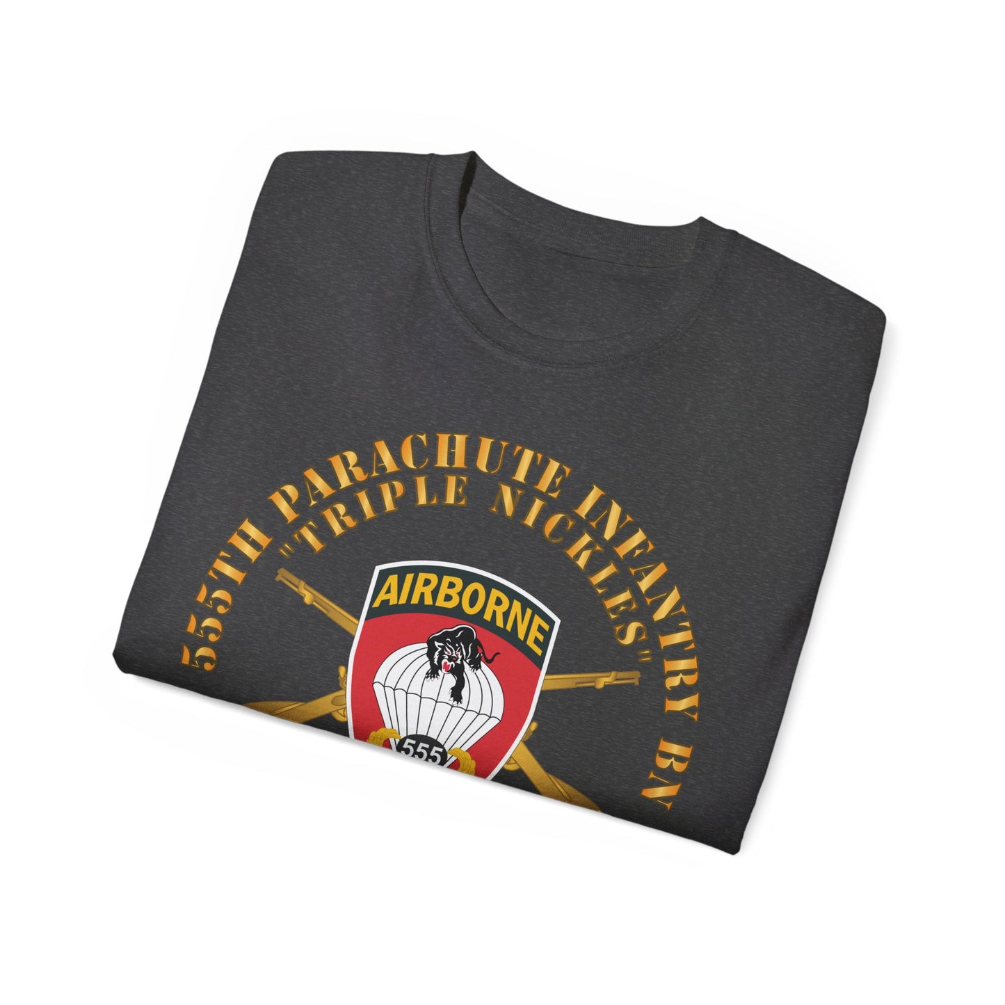 Unisex Ultra Cotton Tee - 555th Infantry Parachute Bn SSI - Triple Nickles - WWII w Infantry Branch