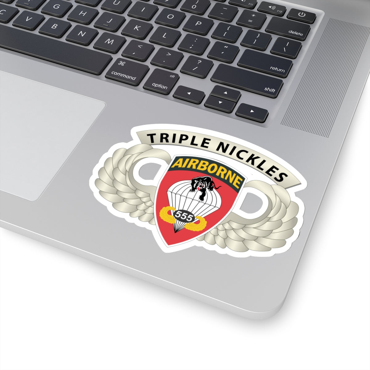 Kiss-Cut Stickers - Army - Airborne Badge - 555th Parachute Infantry Bn - SSI w  Triple NIckles Tab X 300