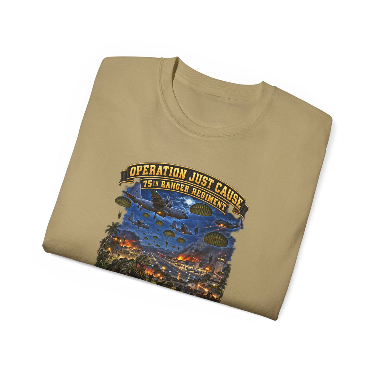 Unisex Ultra Cotton Tee - SOF - Operation Just Cause - Panama Invasion 1989 - 75th Ranger Rgt - Rio Hato Air Base - 3D - Enhanced