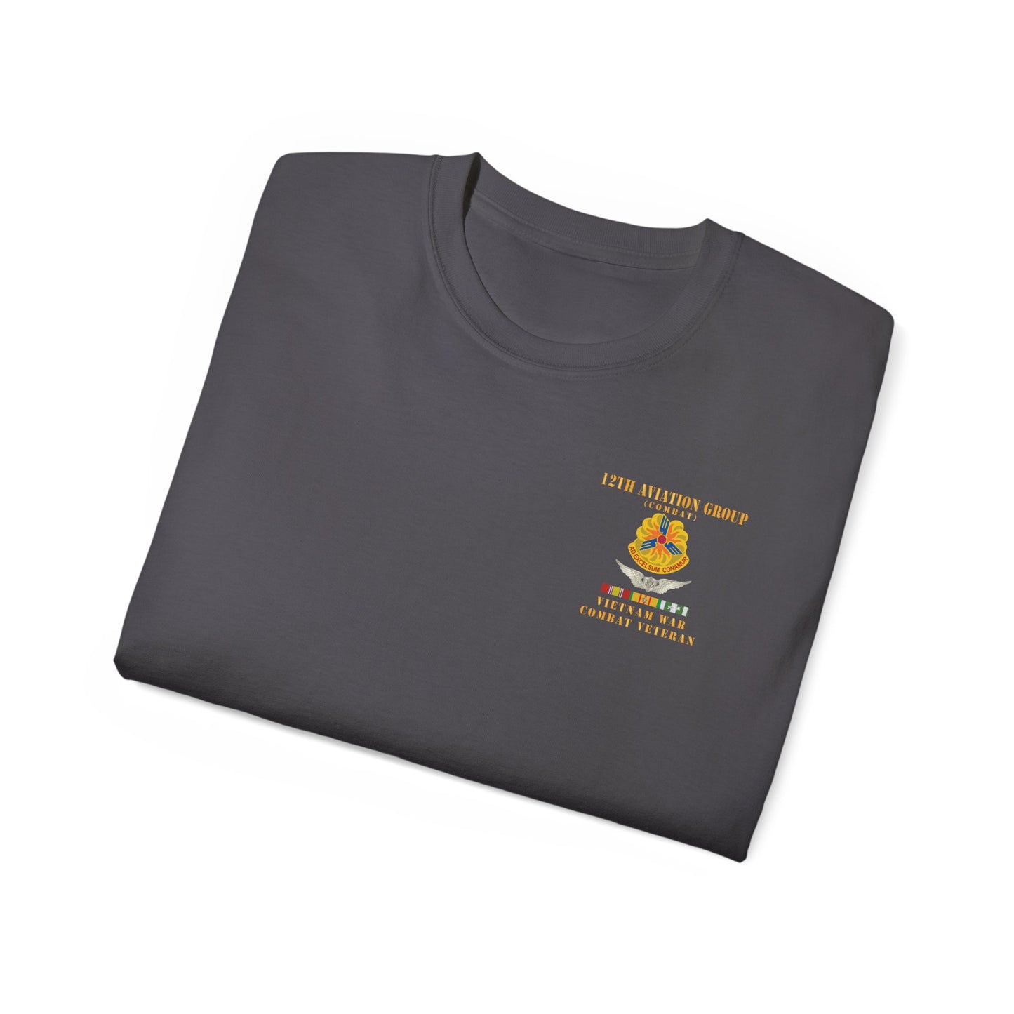 Unisex Ultra Cotton Tee - Army - 12th  AVN Group, Combat -  DUI - Aircrew, Vietnam War - Veteran VN SVC X 300