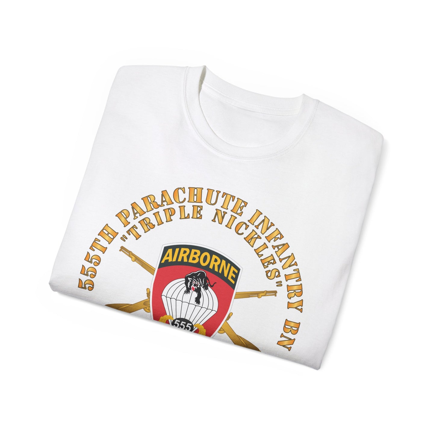 Unisex Ultra Cotton Tee - 555th Infantry Parachute Bn SSI - Triple Nickles - WWII w Infantry Branch