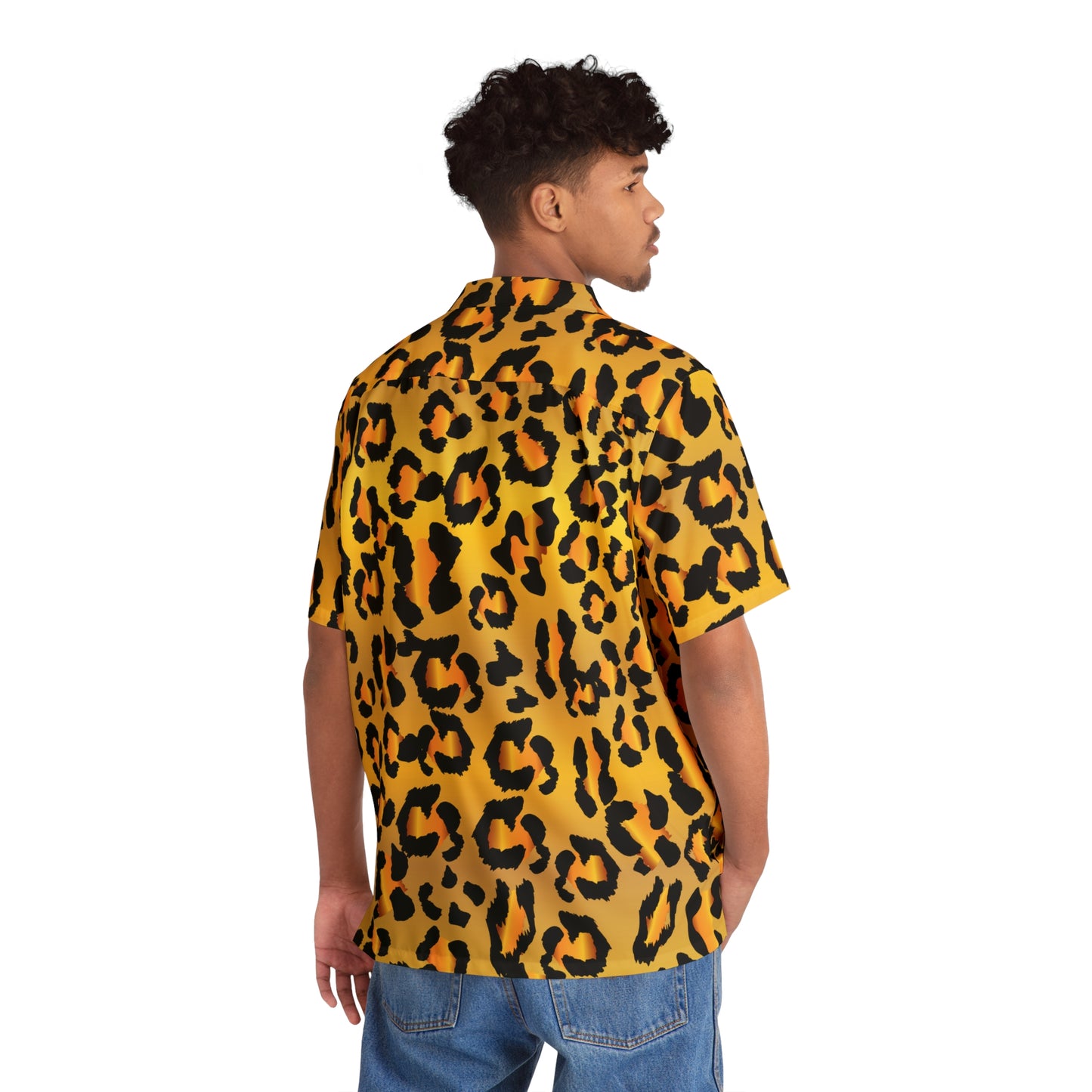 Hawaiian Shirt - Leopard Camouflage Men's Aloha Top Beach Party Luau Vacation