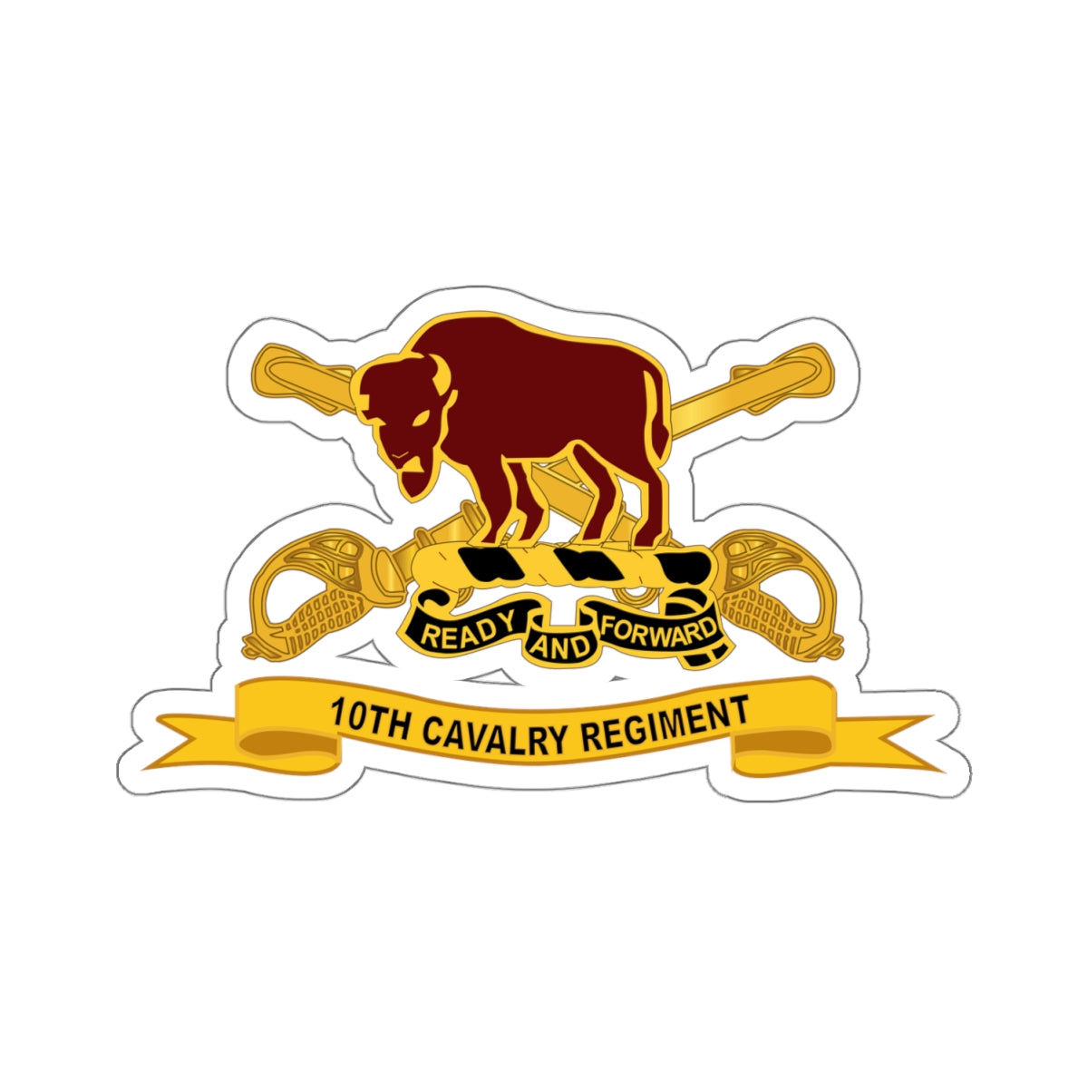 Kiss-Cut Stickers - 10th Cavalry Regiment w Br - Ribbon