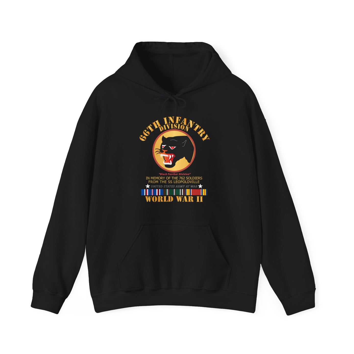 Unisex Heavy Blend™ Hooded Sweatshirt - 66th Infantry Div - Black Panther Div - WWII w SS Leopoldville w Eu Svc