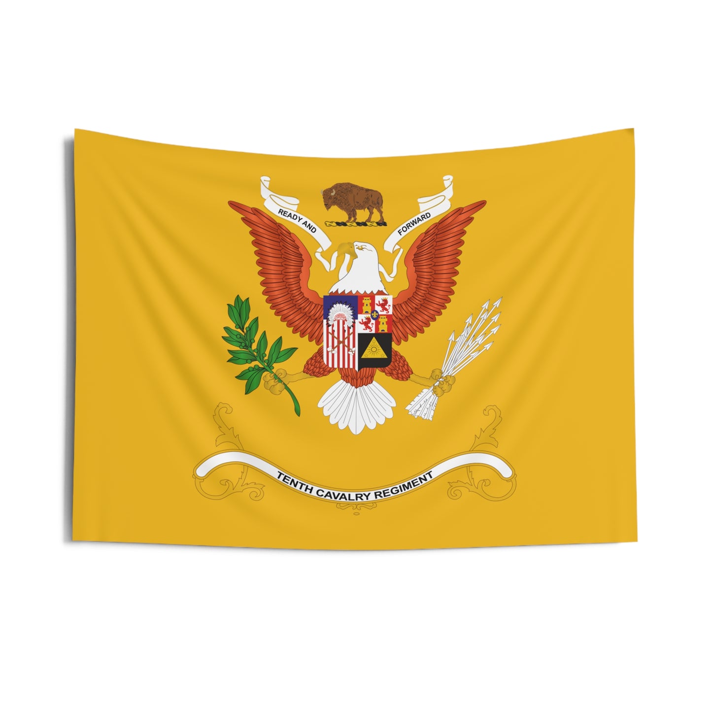 Indoor Wall Tapestries - 10th Cavalry Regiment - Buffalo Soldiers - Regimental Colors Tapestry
