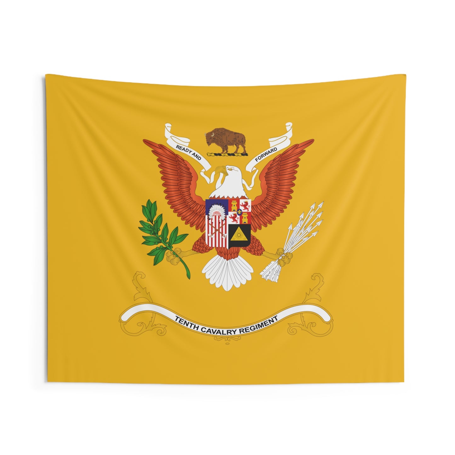 Indoor Wall Tapestries - 10th Cavalry Regiment - Buffalo Soldiers - Regimental Colors Tapestry