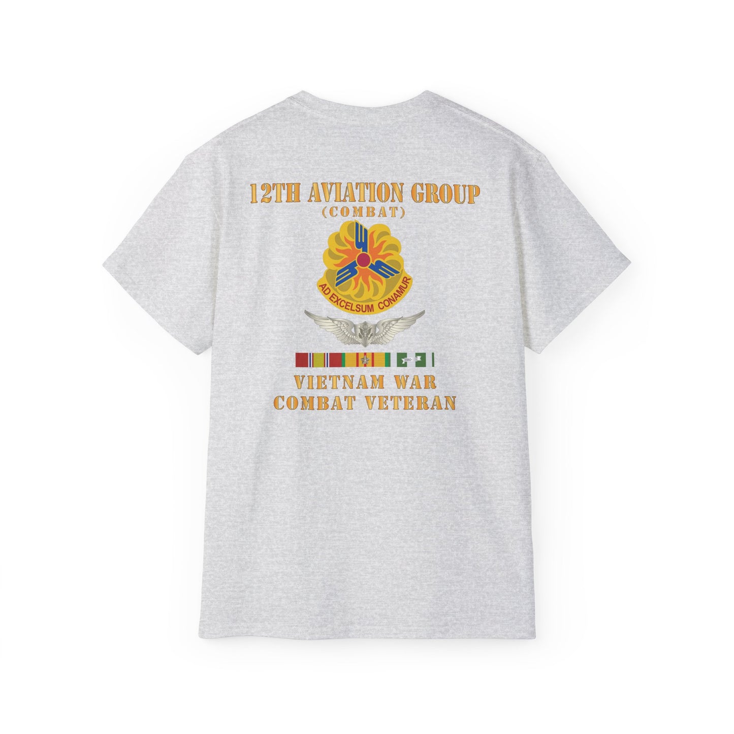 Unisex Ultra Cotton Tee - Army - 12th  AVN Group, Combat -  DUI - Aircrew, Vietnam War - Veteran VN SVC X 300