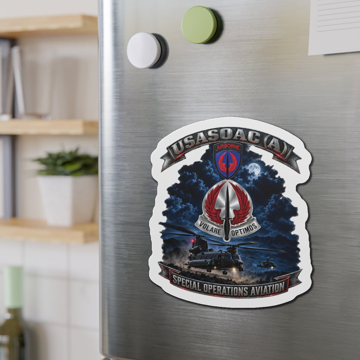 Die-Cut Magnets — USA Special Operations Aviation Command (Airborne) - SSI, DUI with Scene - 3D - Enhanced