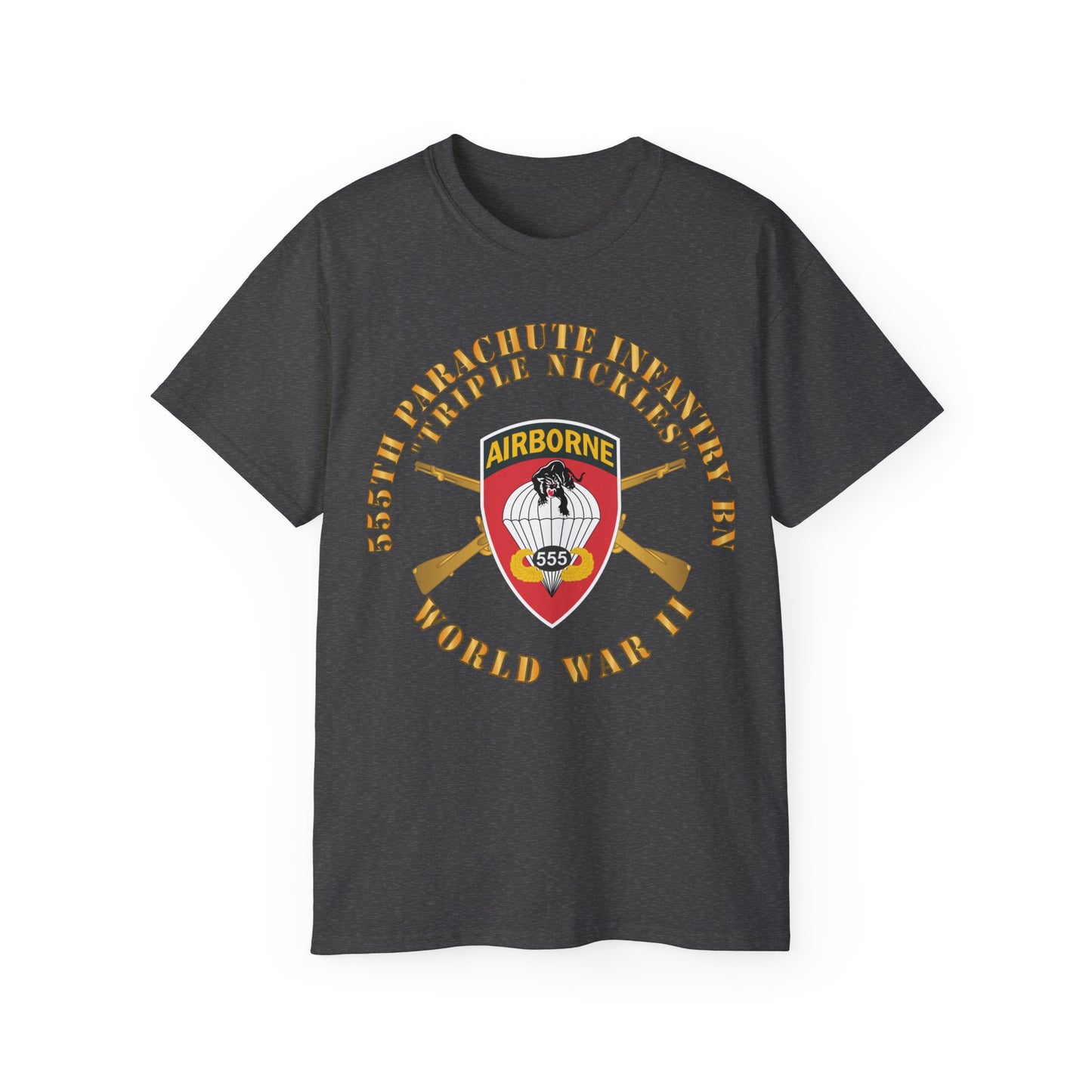 Unisex Ultra Cotton Tee - 555th Infantry Parachute Bn SSI - Triple Nickles - WWII w Infantry Branch