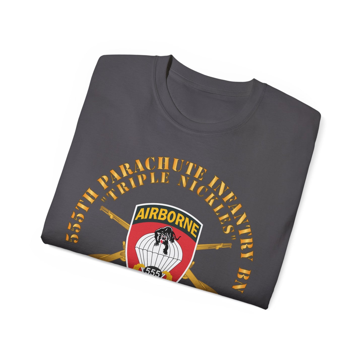 Unisex Ultra Cotton Tee - 555th Infantry Parachute Bn SSI - Triple Nickles - WWII w Infantry Branch