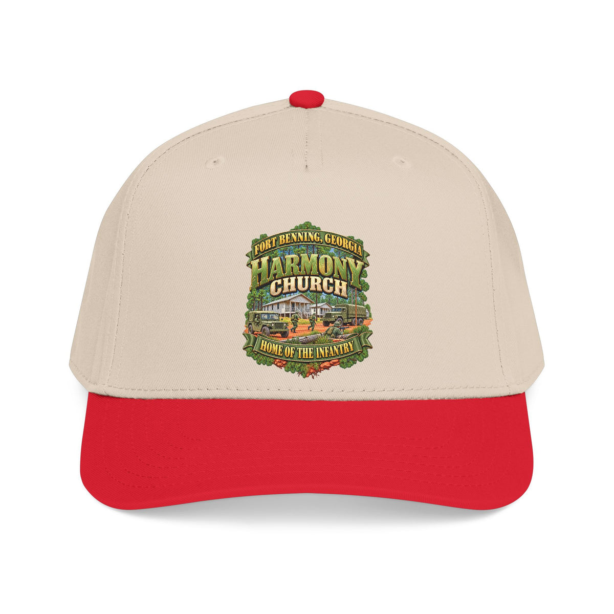 Mid Profile Baseball Cap - Fort Benning, Georgia, Harmony Church - Home of the Infantry - 3D - Enhanced