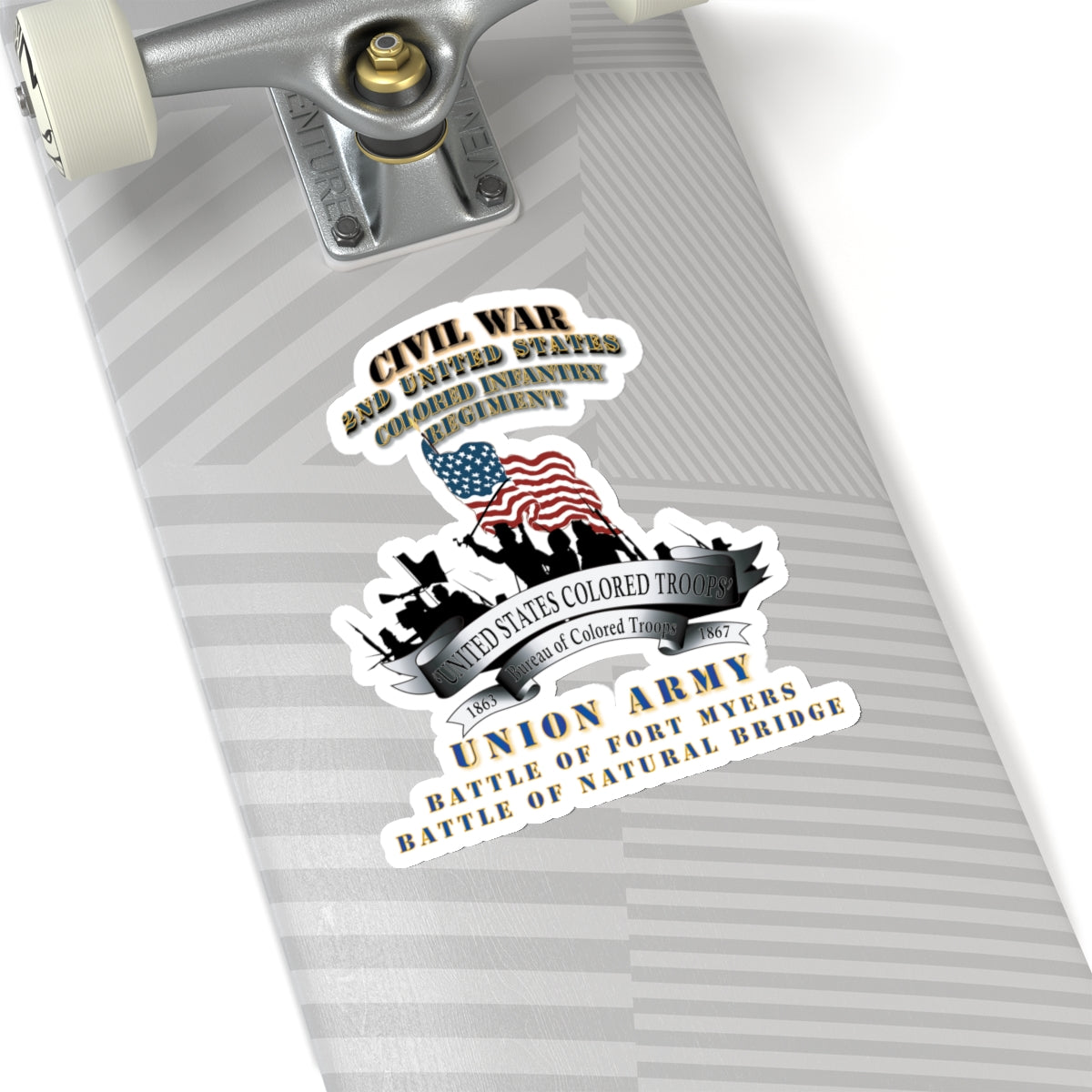 Kiss-Cut Stickers - Civil War - 2nd United States Colored Infantry Regiment with USCT Bureau Banner - USA - Battle X 300