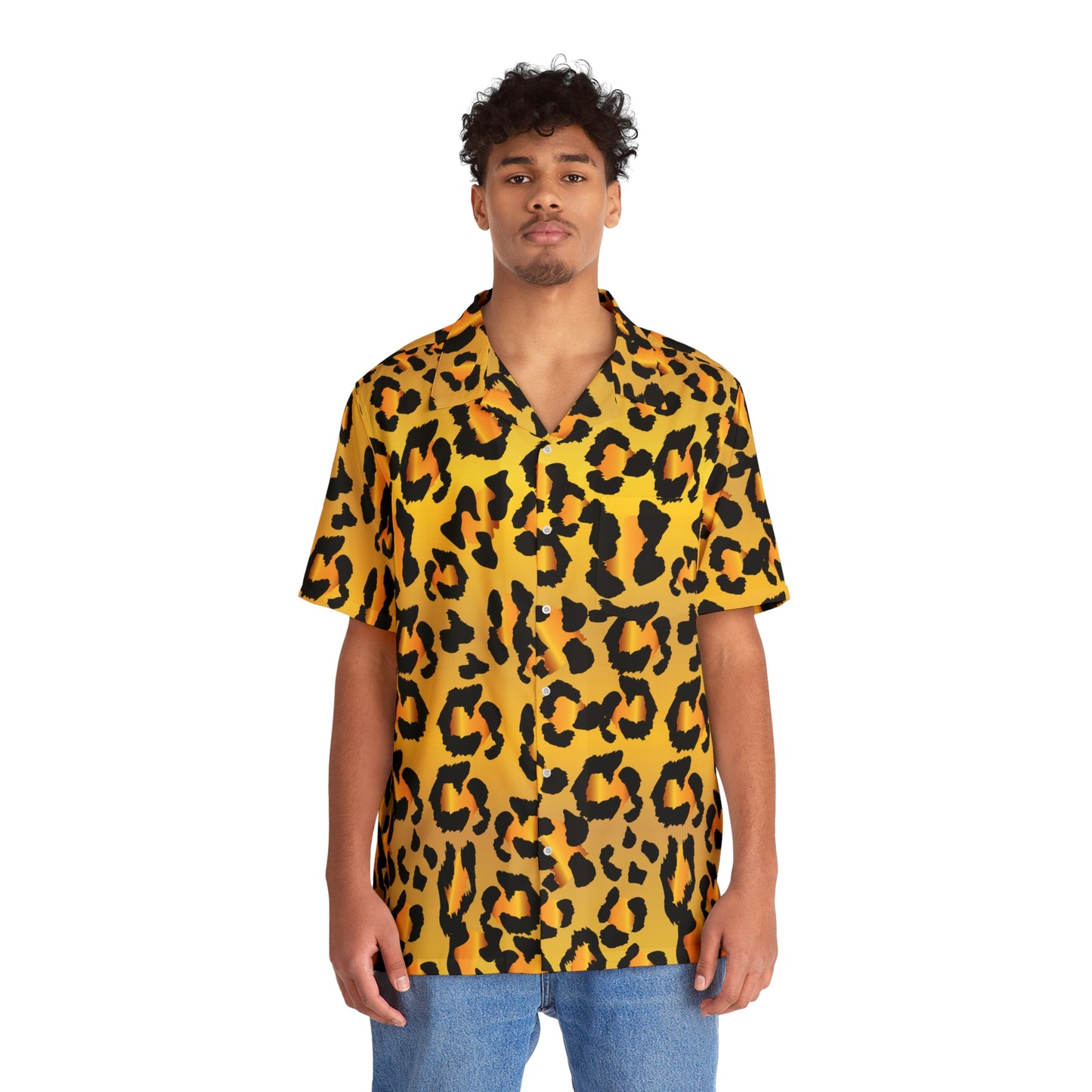 Hawaiian Shirt - Leopard Camouflage Men's Aloha Top Beach Party Luau Vacation