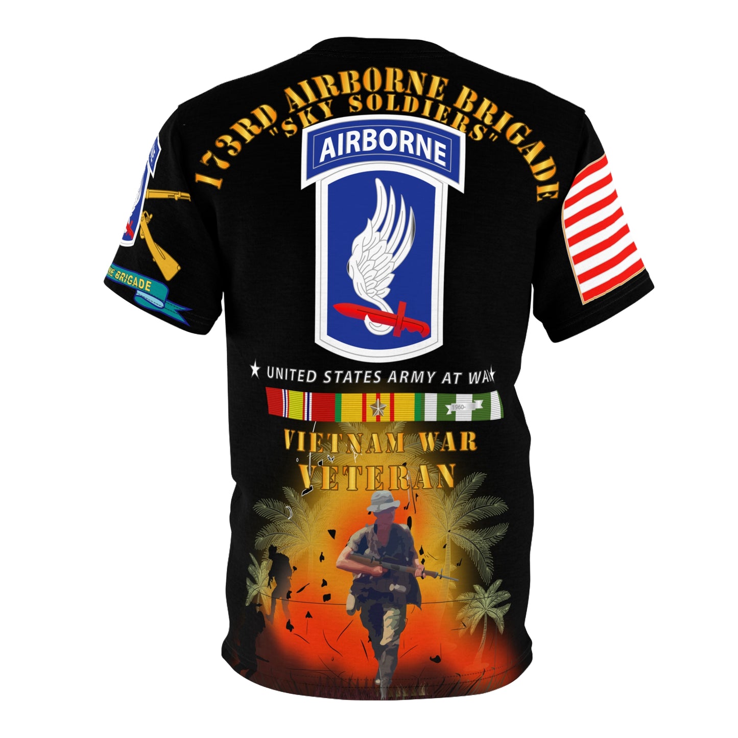 AOP - Army - 173rd Airborne Brigade - Vietnam Veteran - Oval, Combat Jump Star with Vietnam Service Ribbons