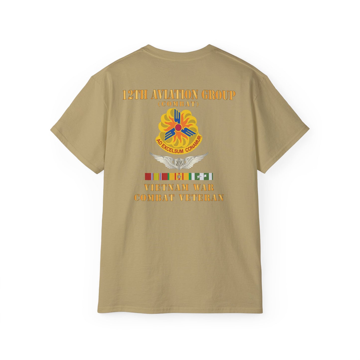 Unisex Ultra Cotton Tee - Army - 12th  AVN Group, Combat -  DUI - Aircrew, Vietnam War - Veteran VN SVC X 300