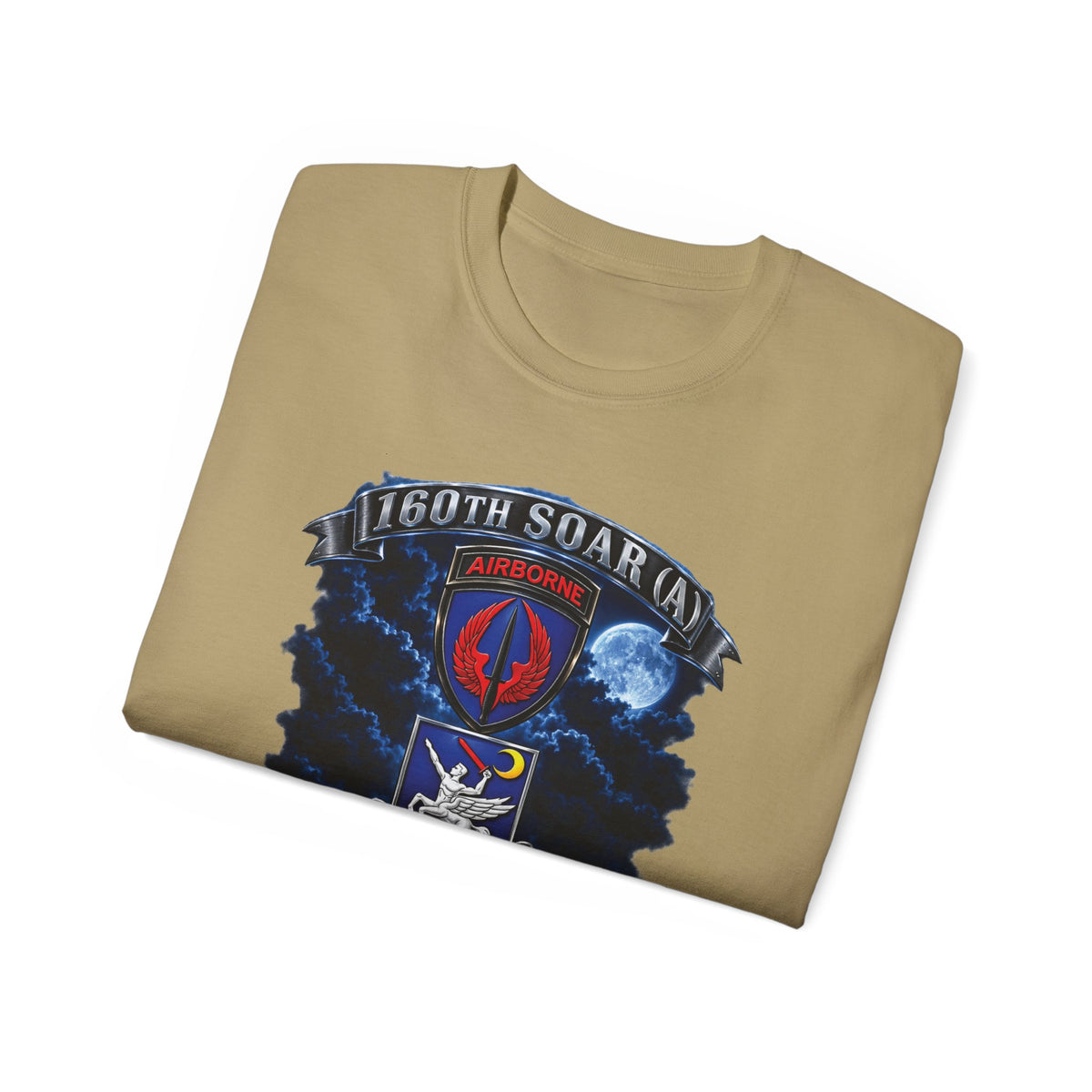 Unisex Ultra Cotton Tee - USASOAC - SSI, 160th Special Operations Regiment Airborne DUI with Scene Blackhawk - 3D - Enhanced