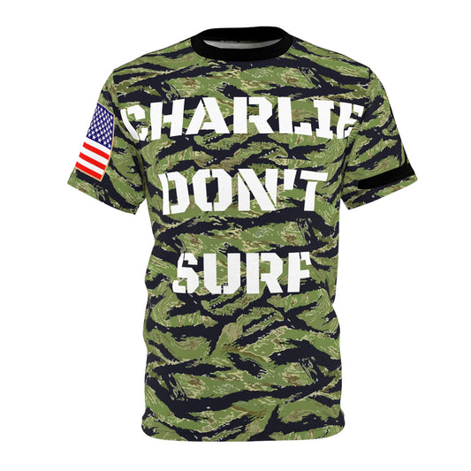 AOP - Army - Tiger Stripe Camo -  Charlie Don't Surf! Back w Surfer