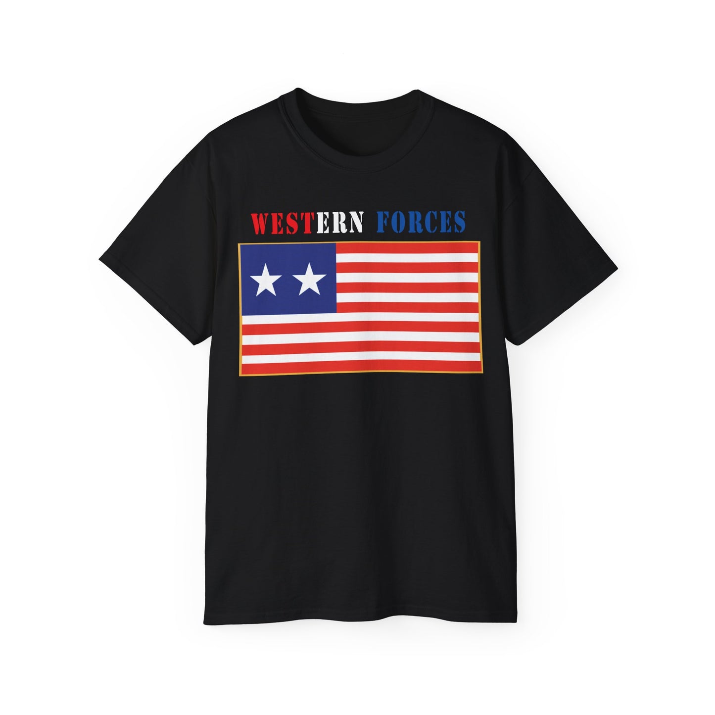 Unisex Ultra Cotton Tee - Flag - Western Forces - 2 Star Flag w Txt X 300
