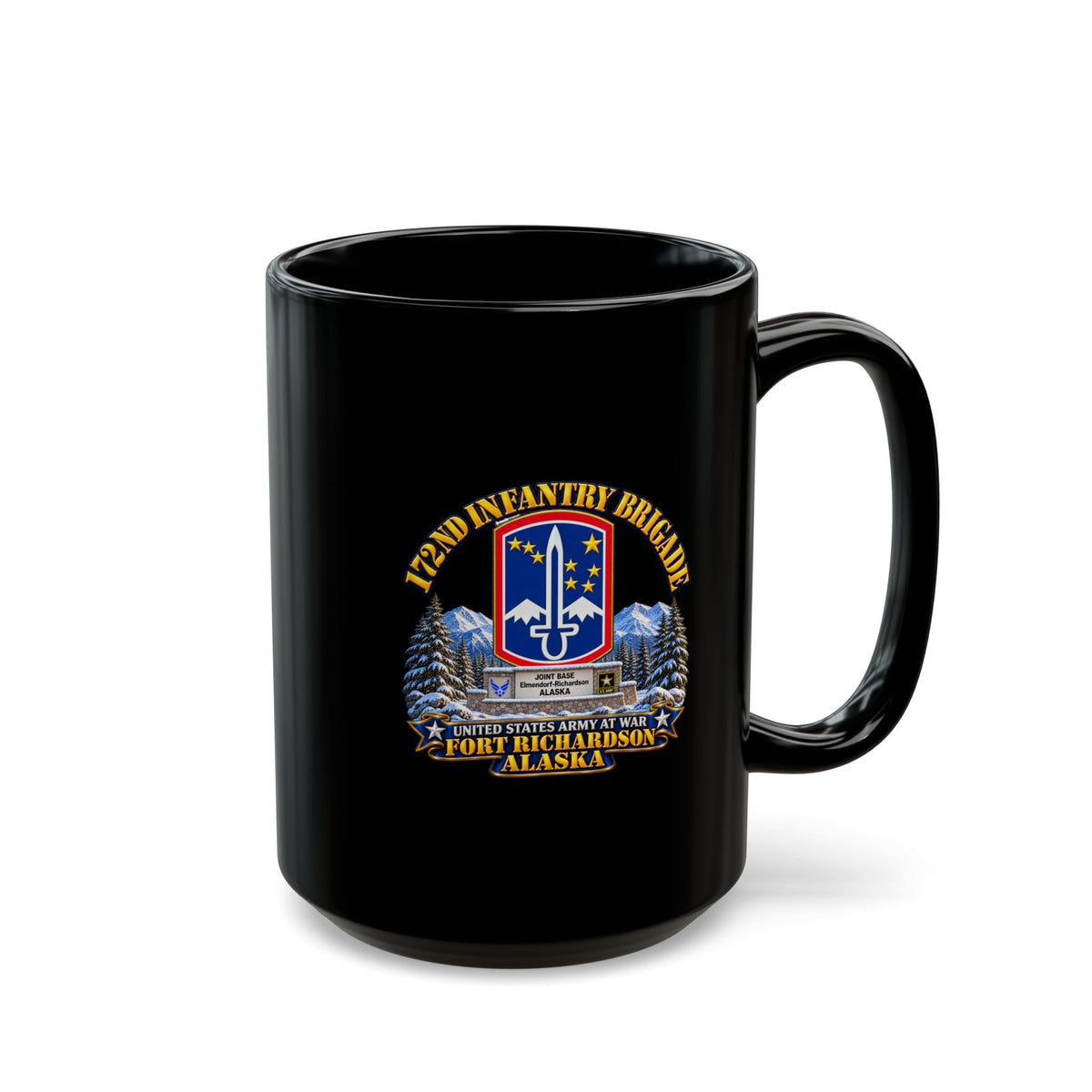 Black Mug (15oz) - 172nd Infantry Brigade - Ft Richardson, Alaska - 3D - Enhanced