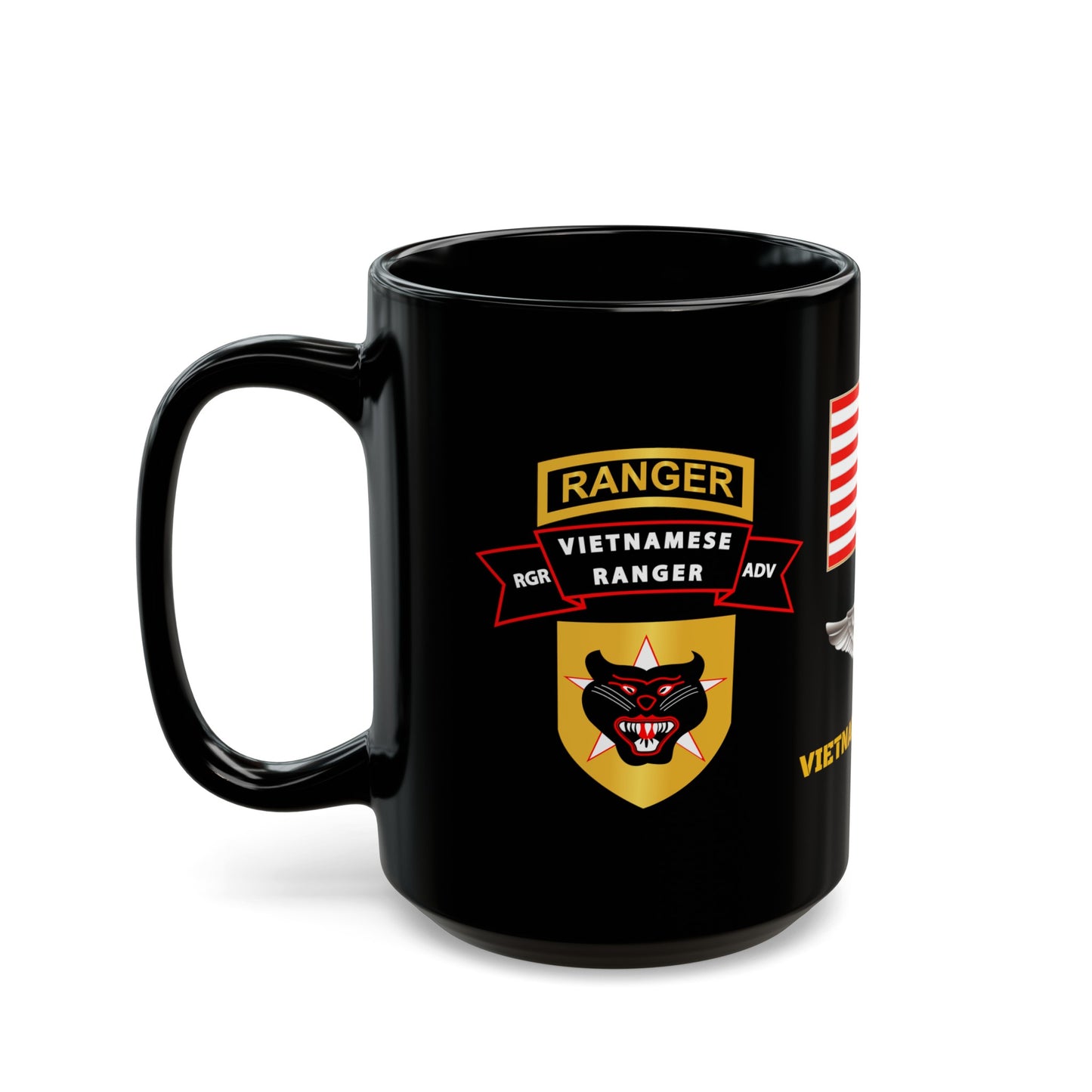 Black Mug 15oz - Army - Ranger Advisor - Vietnam Ranger Forces - Vietnam Veteran