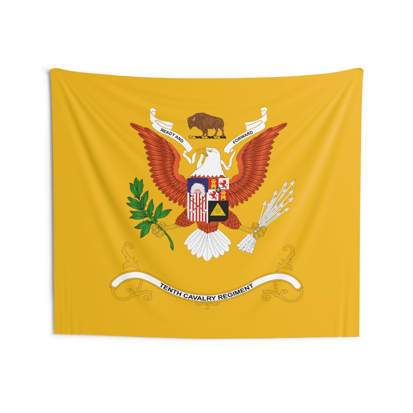 Indoor Wall Tapestries - 10th Cavalry Regiment - Buffalo Soldiers - Regimental Colors Tapestry