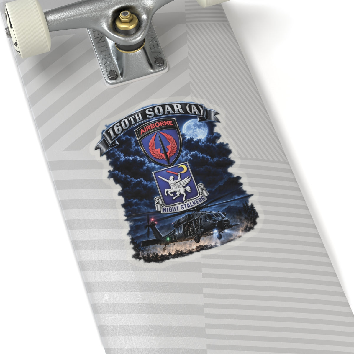 Kiss-Cut Stickers - USASOAC - SSI, 160th Special Operations Regiment Airborne DUI with Scene Blackhawk - 3D - Enhanced
