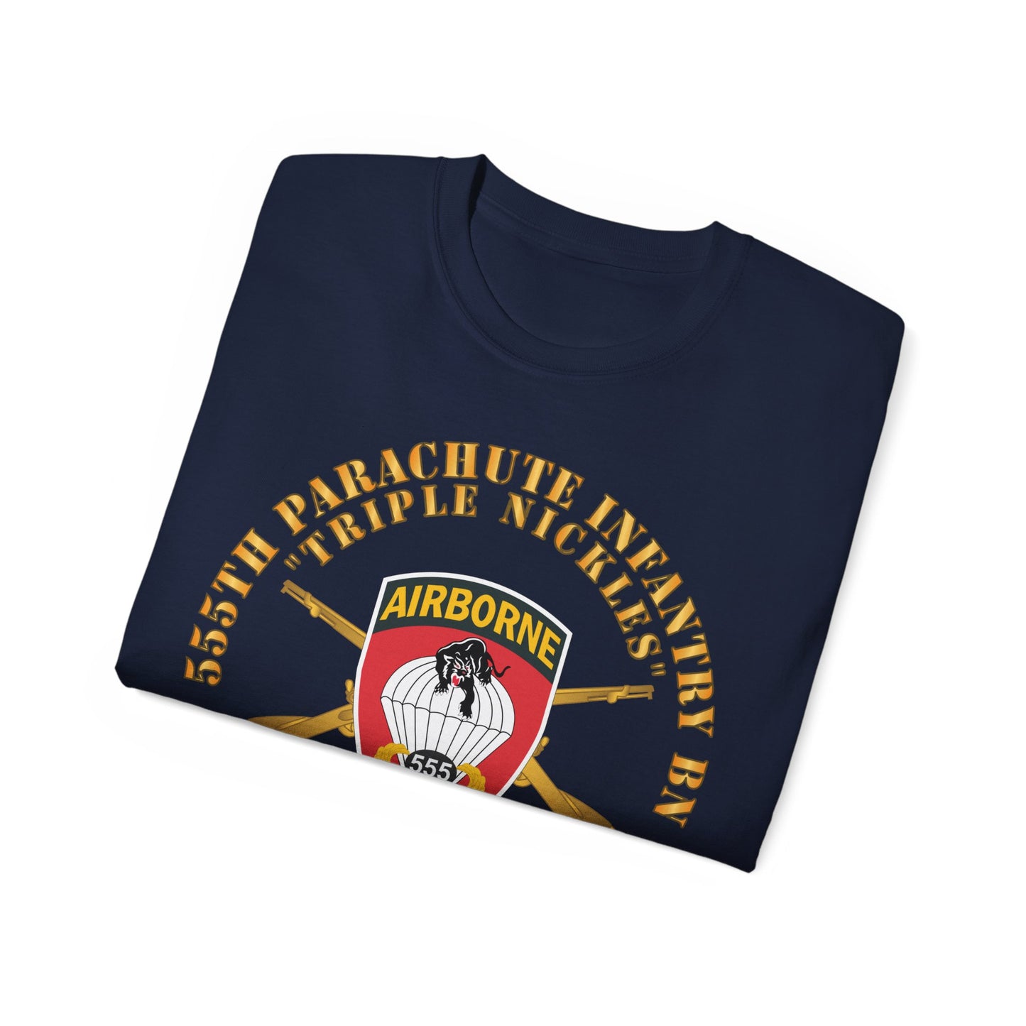 Unisex Ultra Cotton Tee - 555th Infantry Parachute Bn SSI - Triple Nickles - WWII w Infantry Branch