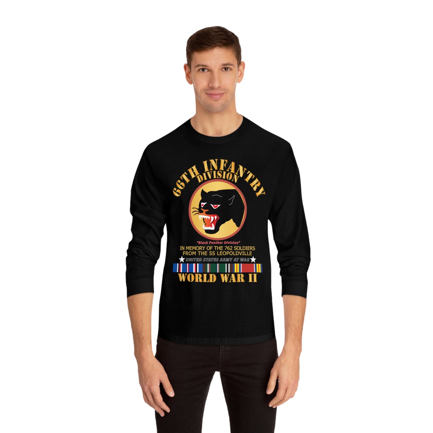 Unisex Classic Long Sleeve T-Shirt - Army - 66th Infantry Div - Black Panther Div - WWII w SS Leopoldville w eu svc v1