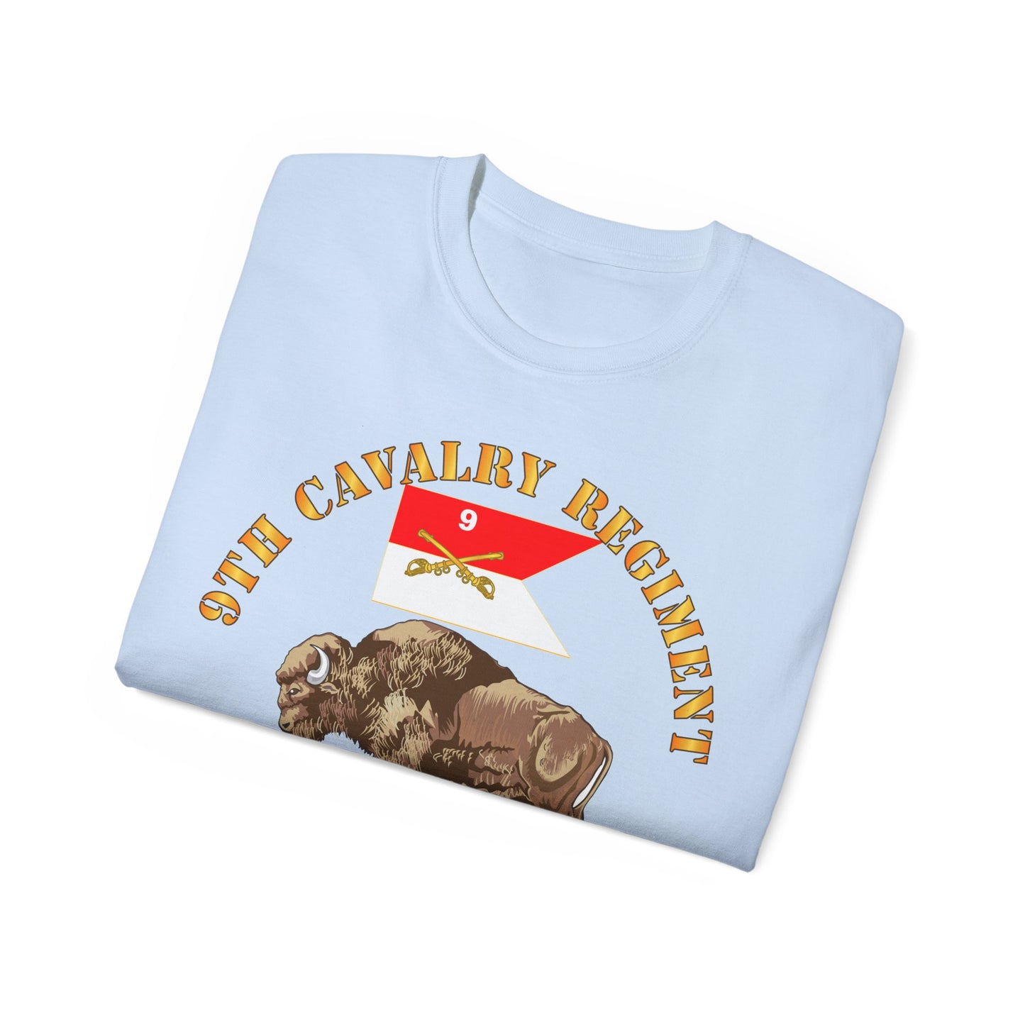 Unisex Ultra Cotton Tee - 9th Cavalry Regiment - Buffalo Soldiers w 9th Cav Guidon