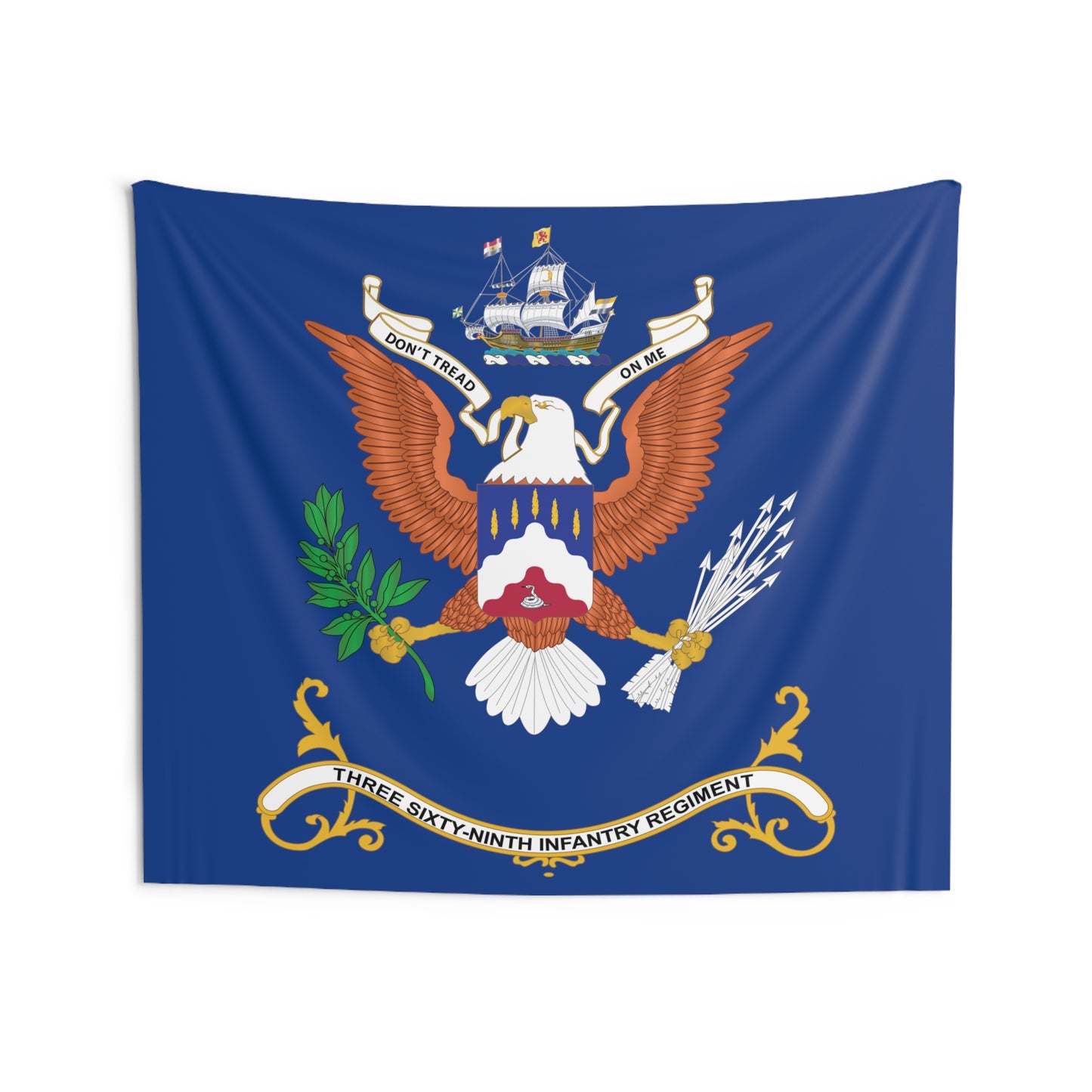 Indoor Wall Tapestries - 369th Infantry Regiment - Don't Tread On Me - "Harlem Hellfighters" - Regimental Colors Tapestry
