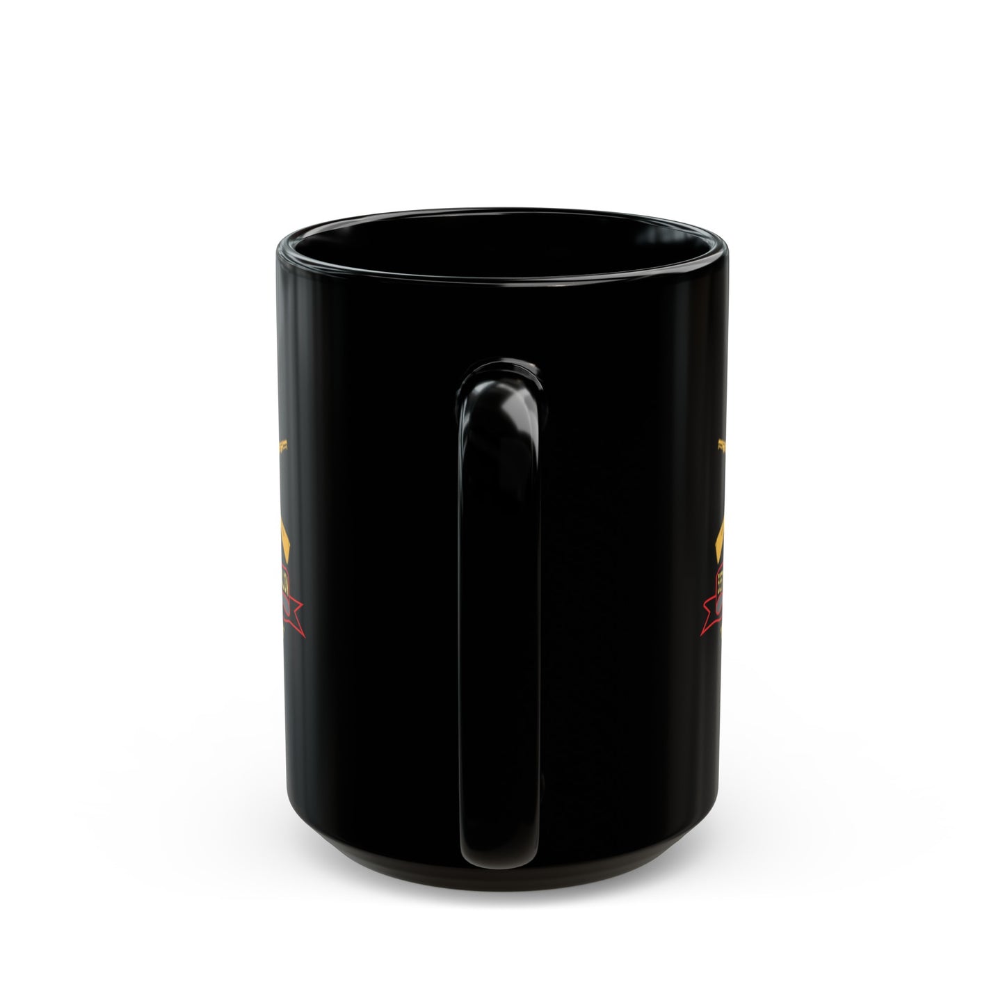 Black Mug 15oz - Army - 555th Parachute Infantry Battalion - SSI - Black - Red Buffalo Soldiers w Br - Ribbon X 300