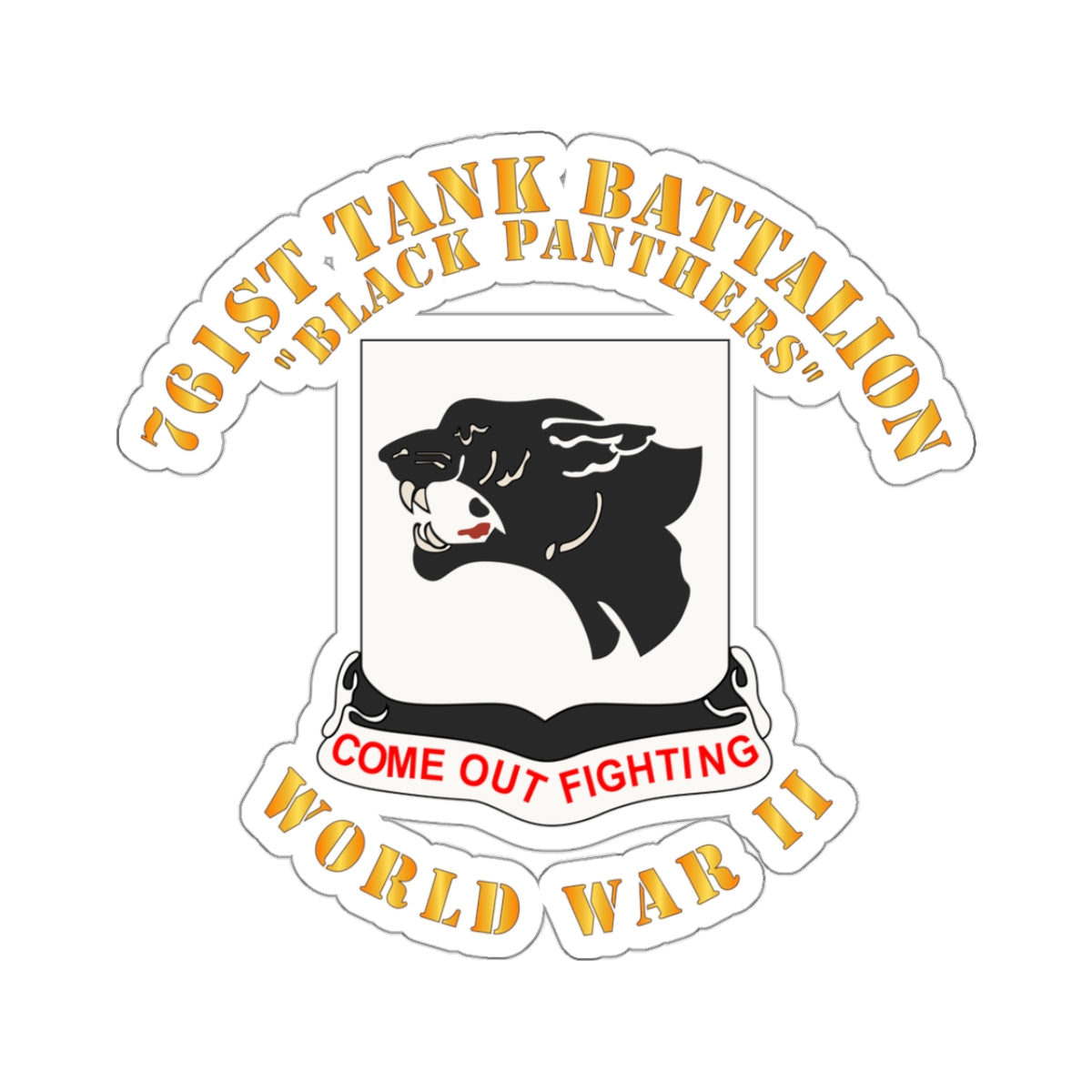 Kiss-Cut Stickers - Army - 761st Tank Battalion - Black Panthers - WWII